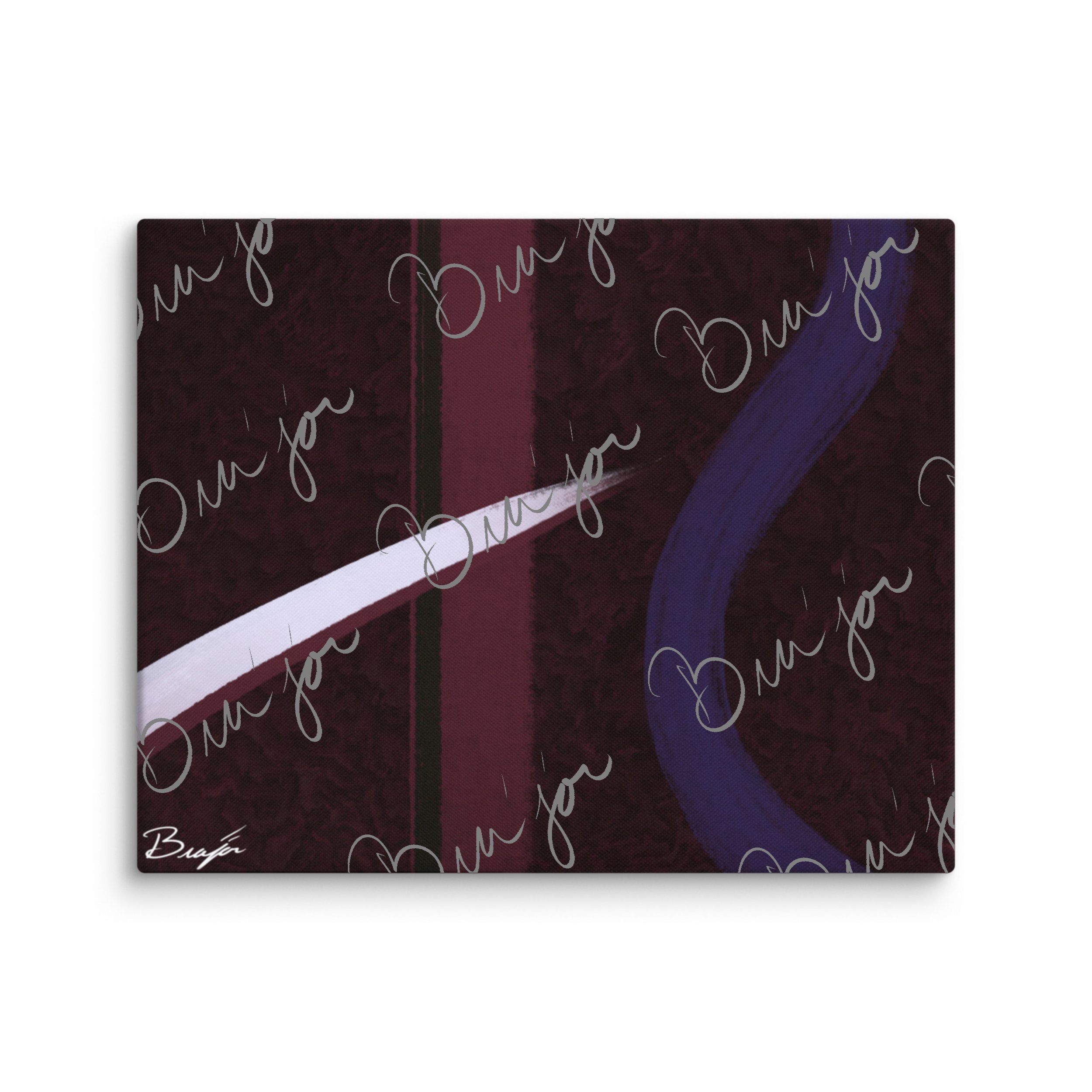 16x20 Canvas abstract artwork titled The Walk designed by the digital abstract artist Bra'jor. Artwork includes the colors Maroon, Black, Purple, and White