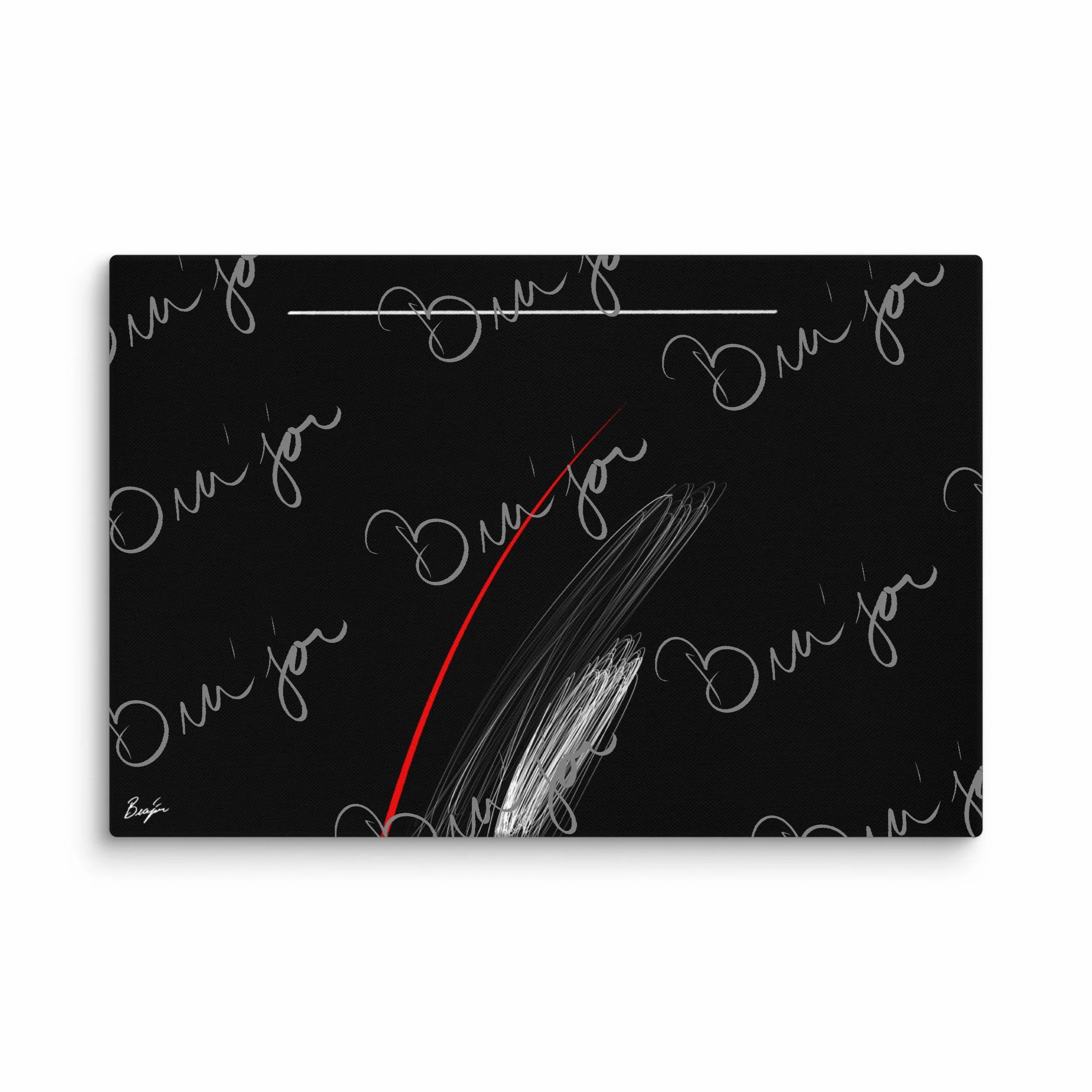 24x36 Self Titled Canvas Abstract artwork ‘Bra’jor’ designed by the digital abstract artist Bra'jor. Artwork includes the colors Black, Red, and White