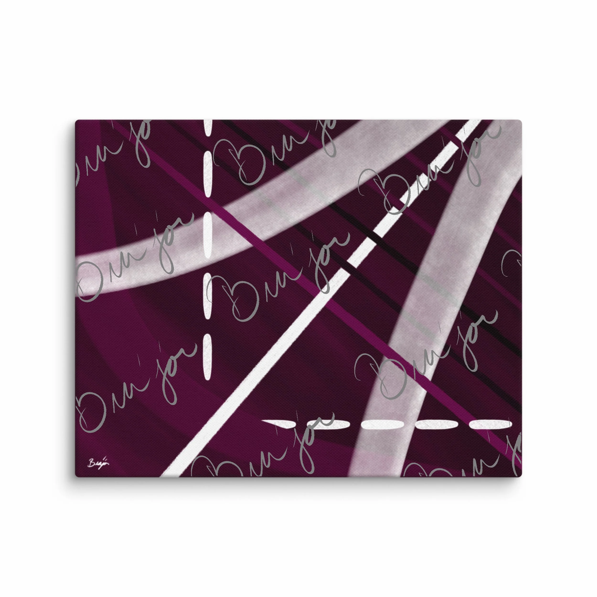 8x10 Canvas abstract artwork titled Tuning designed by the digital abstract artist Bra'jor. Artwork includes the colors Purple, Black, Gray, and White