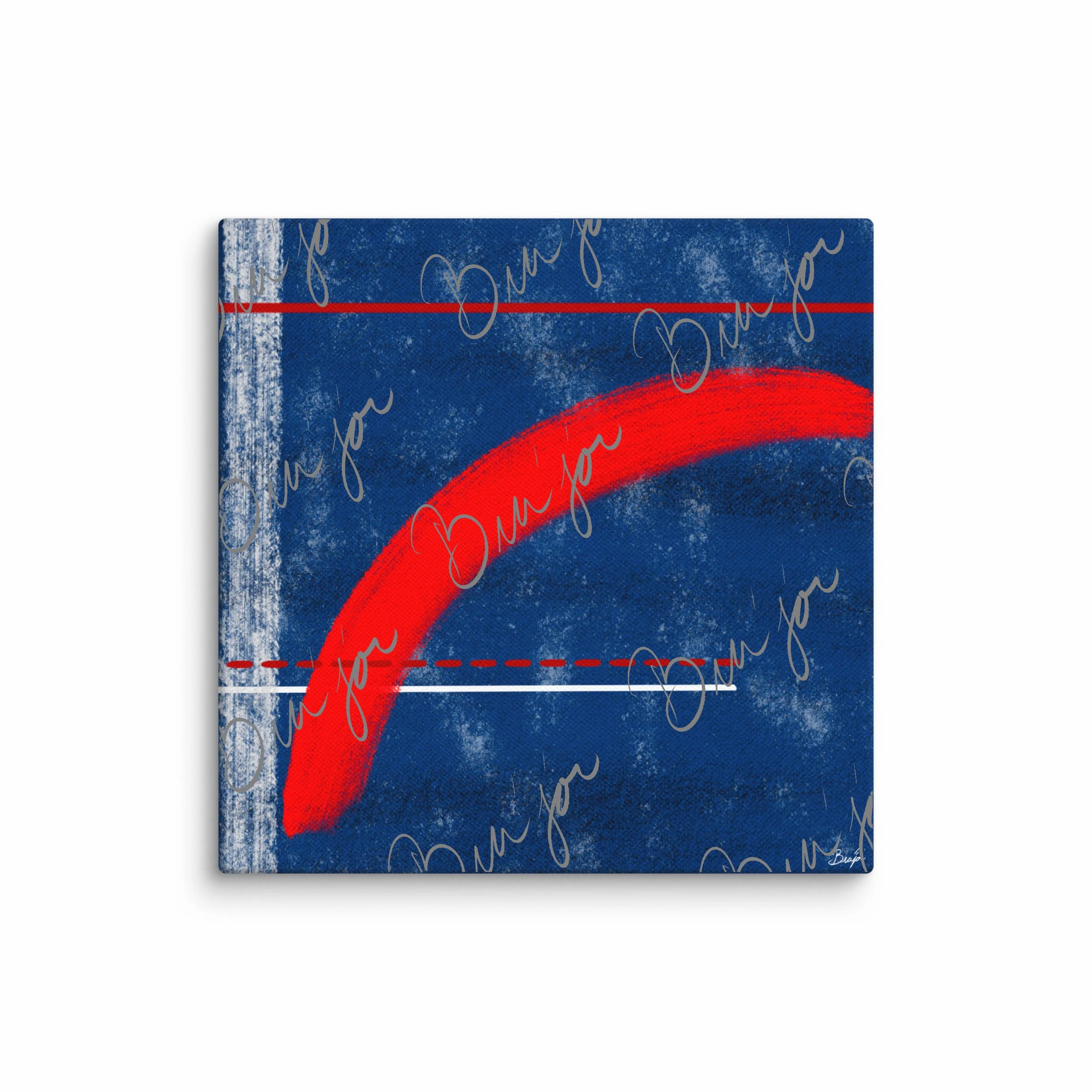 12x12 Canvas abstract artwork titled Be Bold designed by the digital abstract artist Bra'jor. Artwork includes the colors Blue, White, and Red
