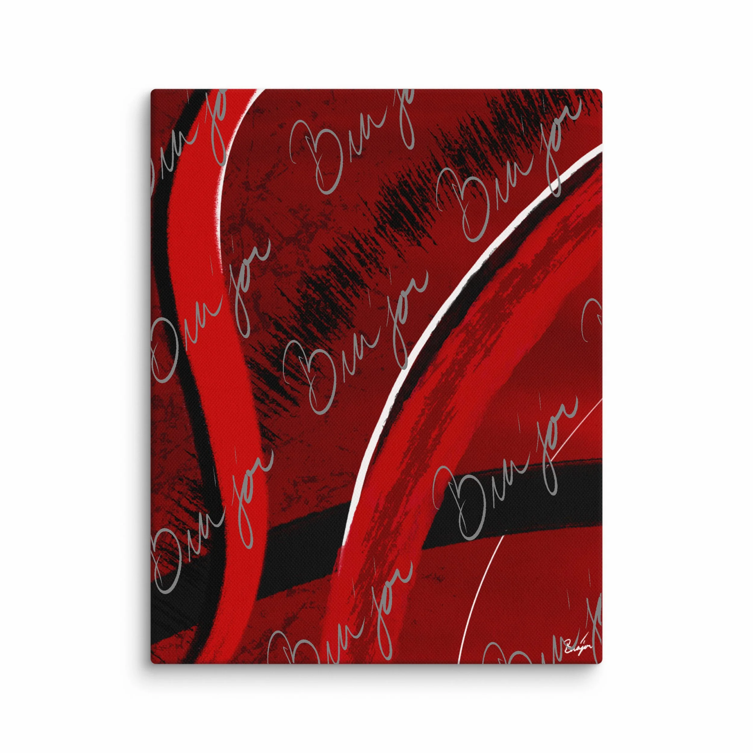 11x14 Canvas Abstract artwork titled Feel designed by the digital abstract artist Bra'jor. Artwork includes the colors Red, Black, Blue, and White