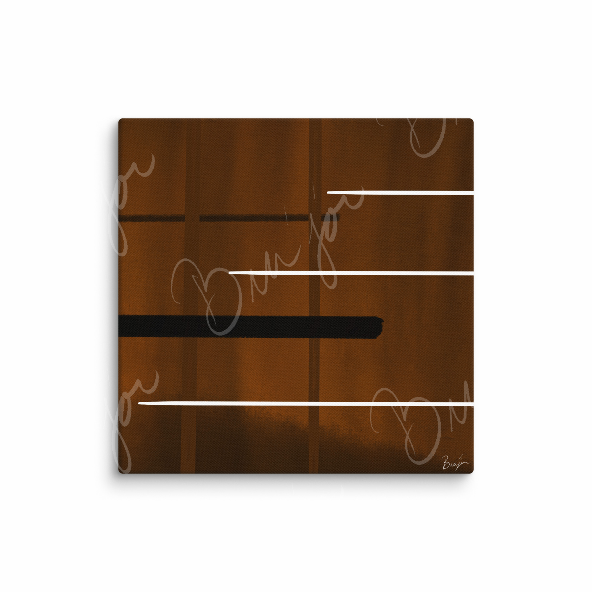 12x12 Canvas Abstract artwork titled Steps designed by the digital abstract artist Bra'jor. Artwork includes the colors Brown, Black, and White