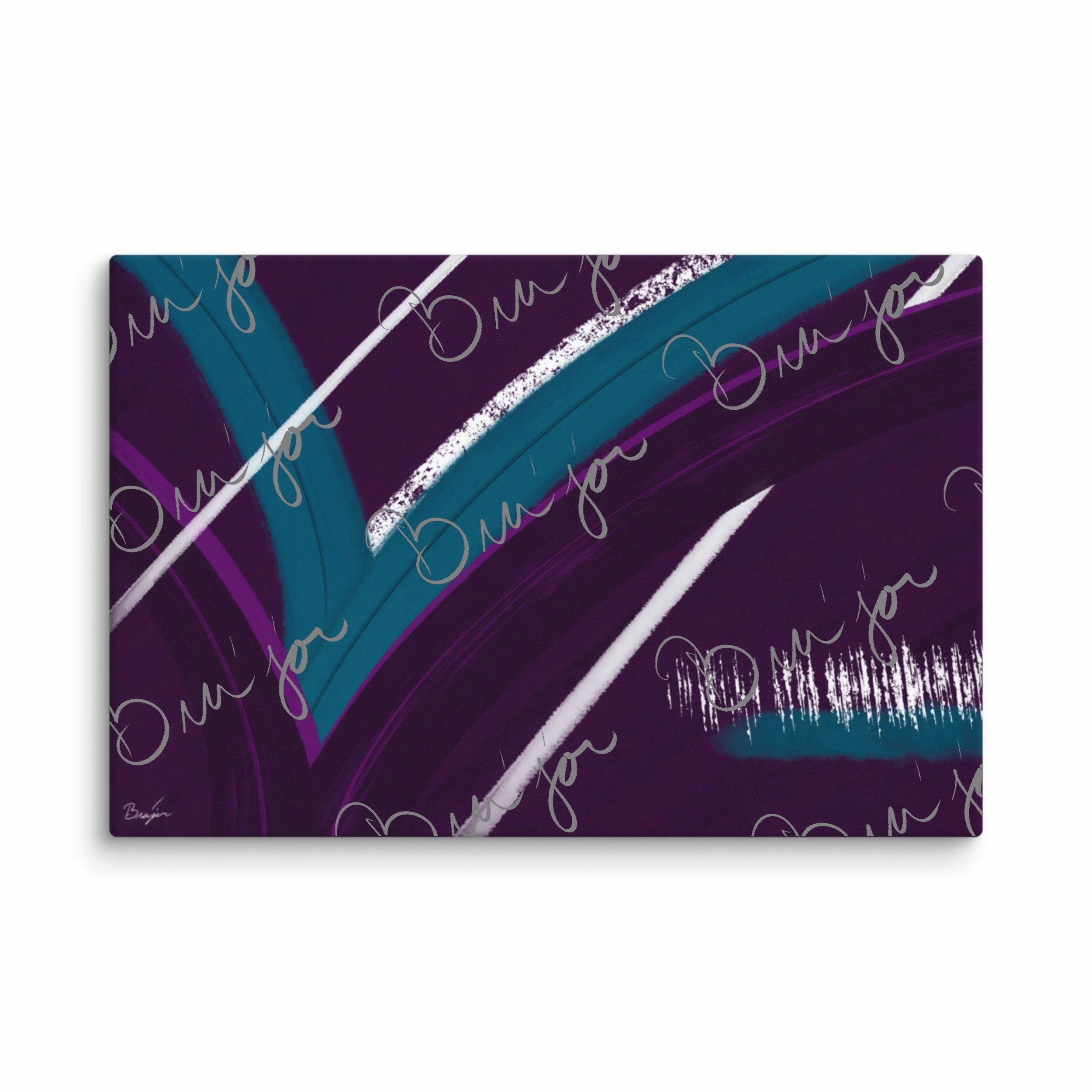 20x30 Canvas abstract artwork titled Withdraw designed by the digital abstract artist Bra'jor. Artwork includes the colors Purple, Blue, White, and Black