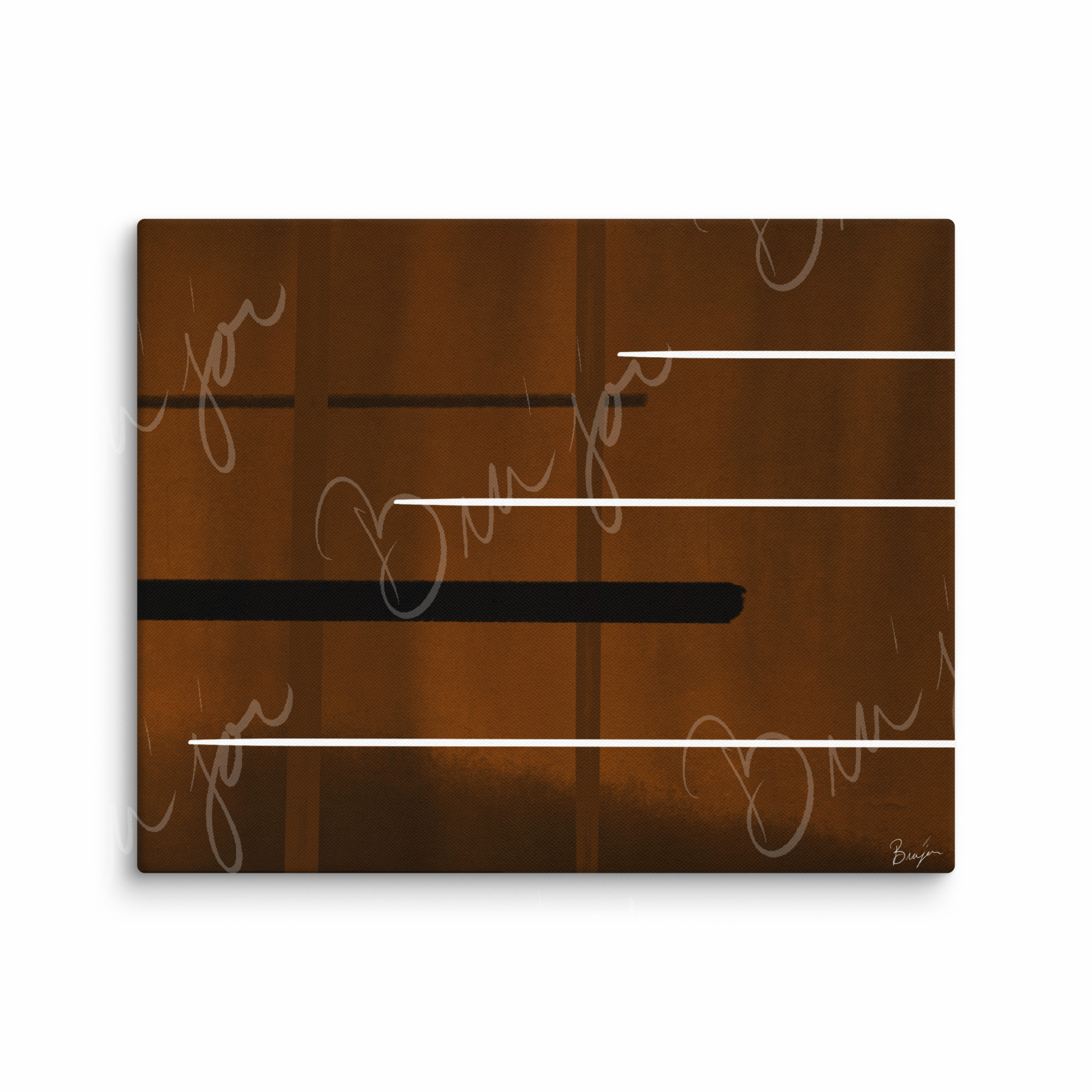 16x20 Canvas Abstract artwork titled Steps designed by the digital abstract artist Bra'jor. Artwork includes the colors Brown, Black, and White