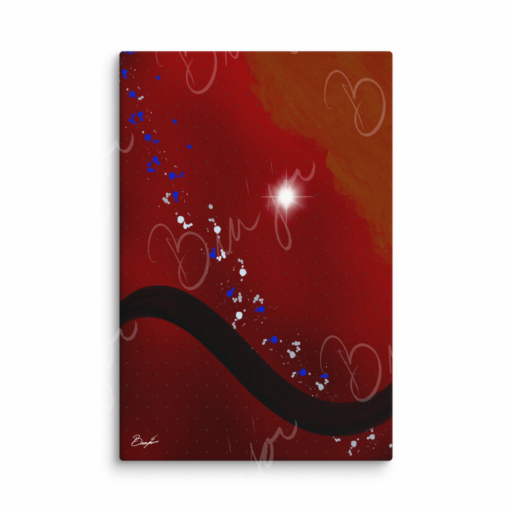 40x60 XL Canvas Abstract artwork titled Take Your Place designed by the digital abstract artist Bra'jor. Artwork includes the colors Red, Yellow, Orange, Black, Gray, and White