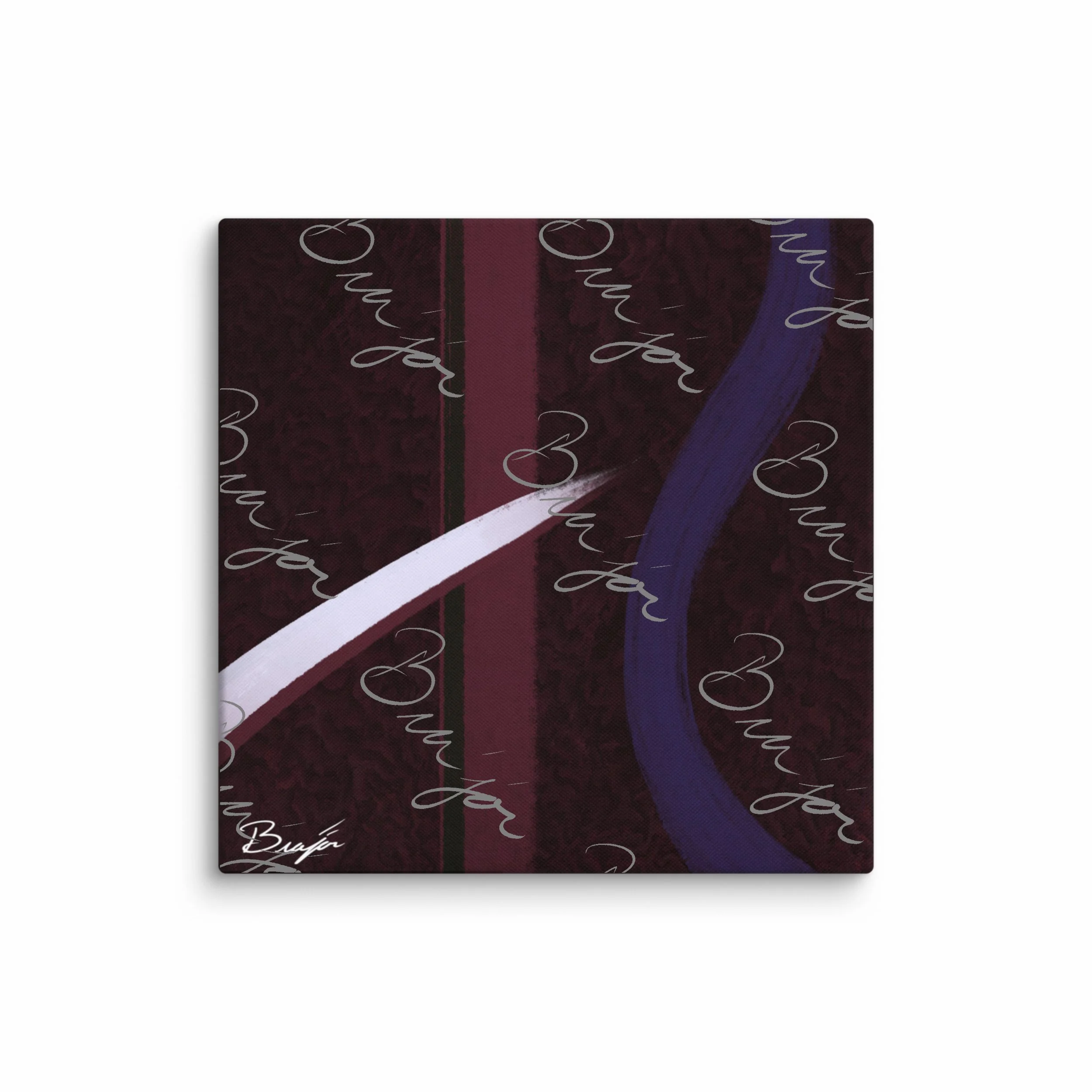 37x37 XL Canvas abstract artwork titled The Walk designed by the digital abstract artist Bra'jor. Artwork includes the colors Maroon, Black, Purple, and White
