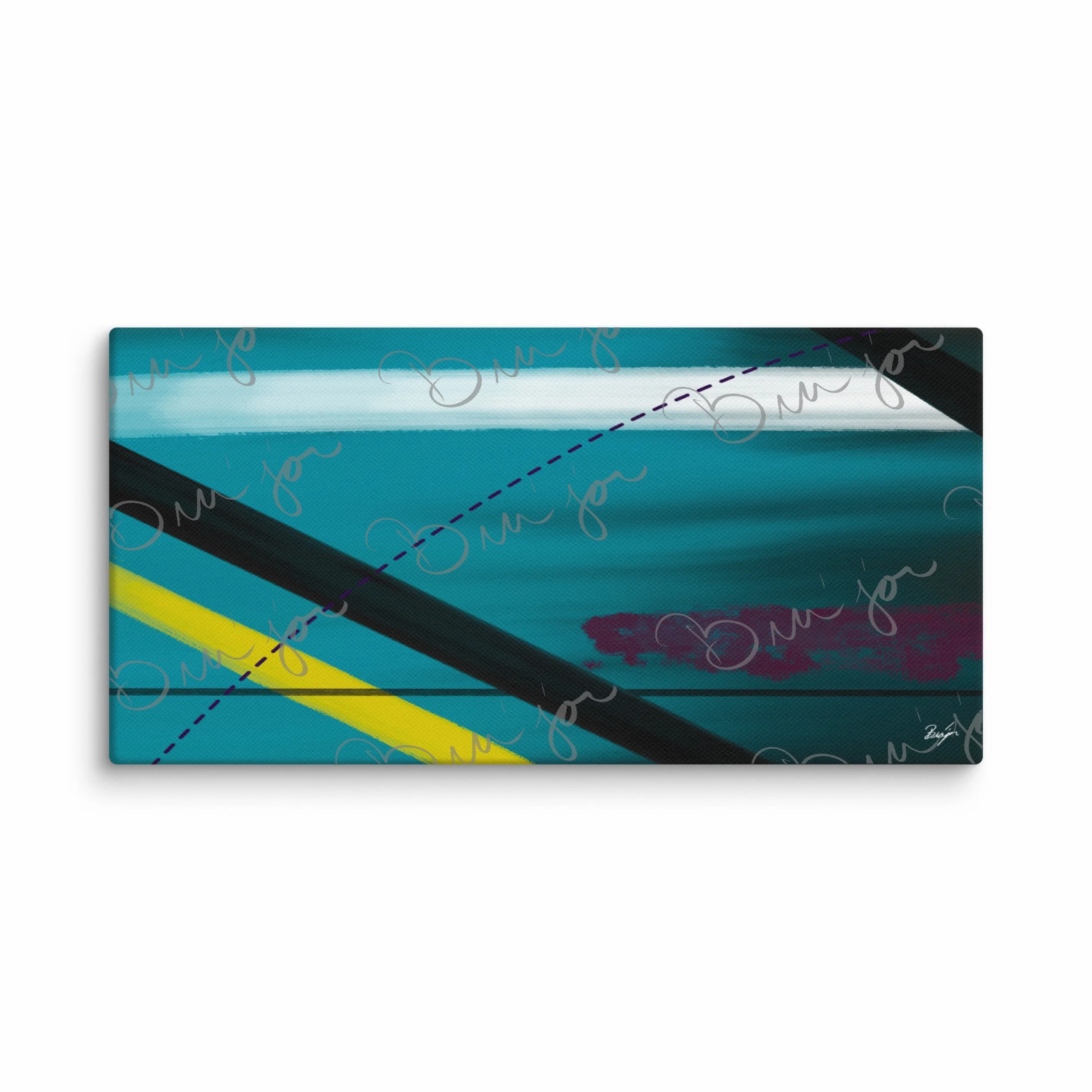 10x20 Canvas Abstract artwork titled First designed by the digital abstract artist Bra'jor. Artwork includes the colors Blue, Yellow, Black, Purple, and White