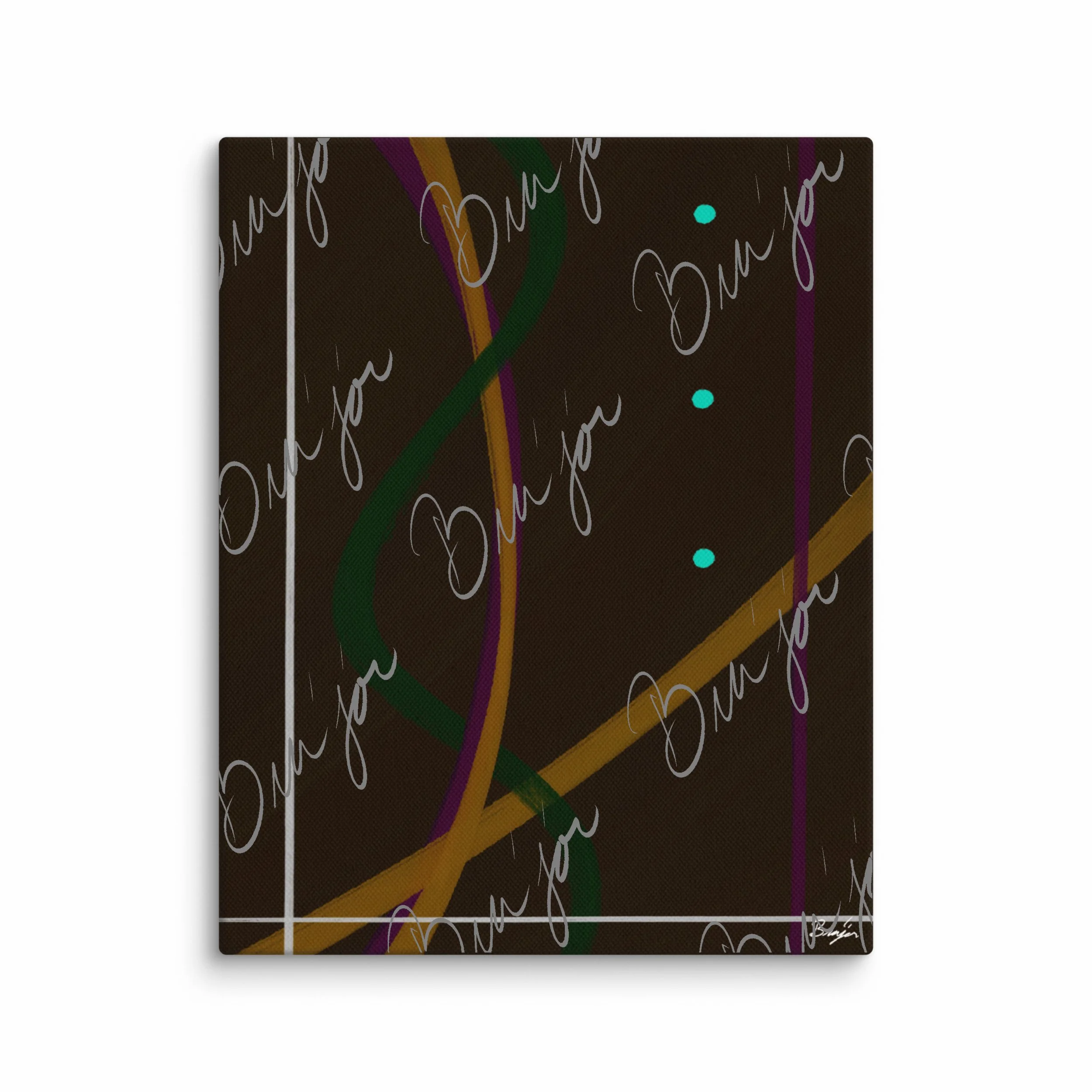 8x10 Canvas Abstract artwork titled Button Up designed by the digital abstract artist Bra'jor. Artwork includes the colors Orange, Purple, Green, White, and Brown