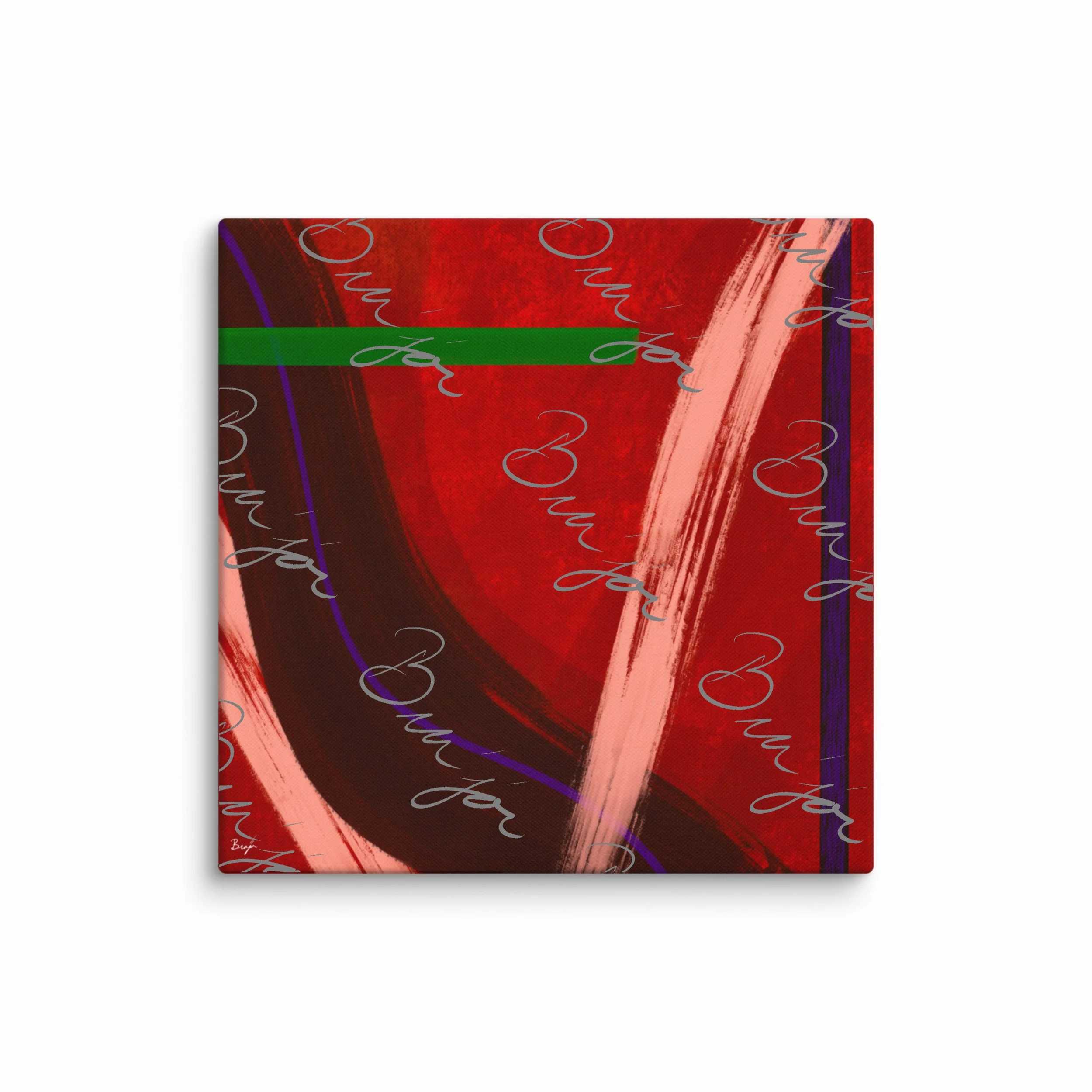 32x32 XL Canvas Abstract artwork titled Feelings designed by the digital abstract artist Bra'jor. Artwork includes the colors Red, Orange, Purple, and Green