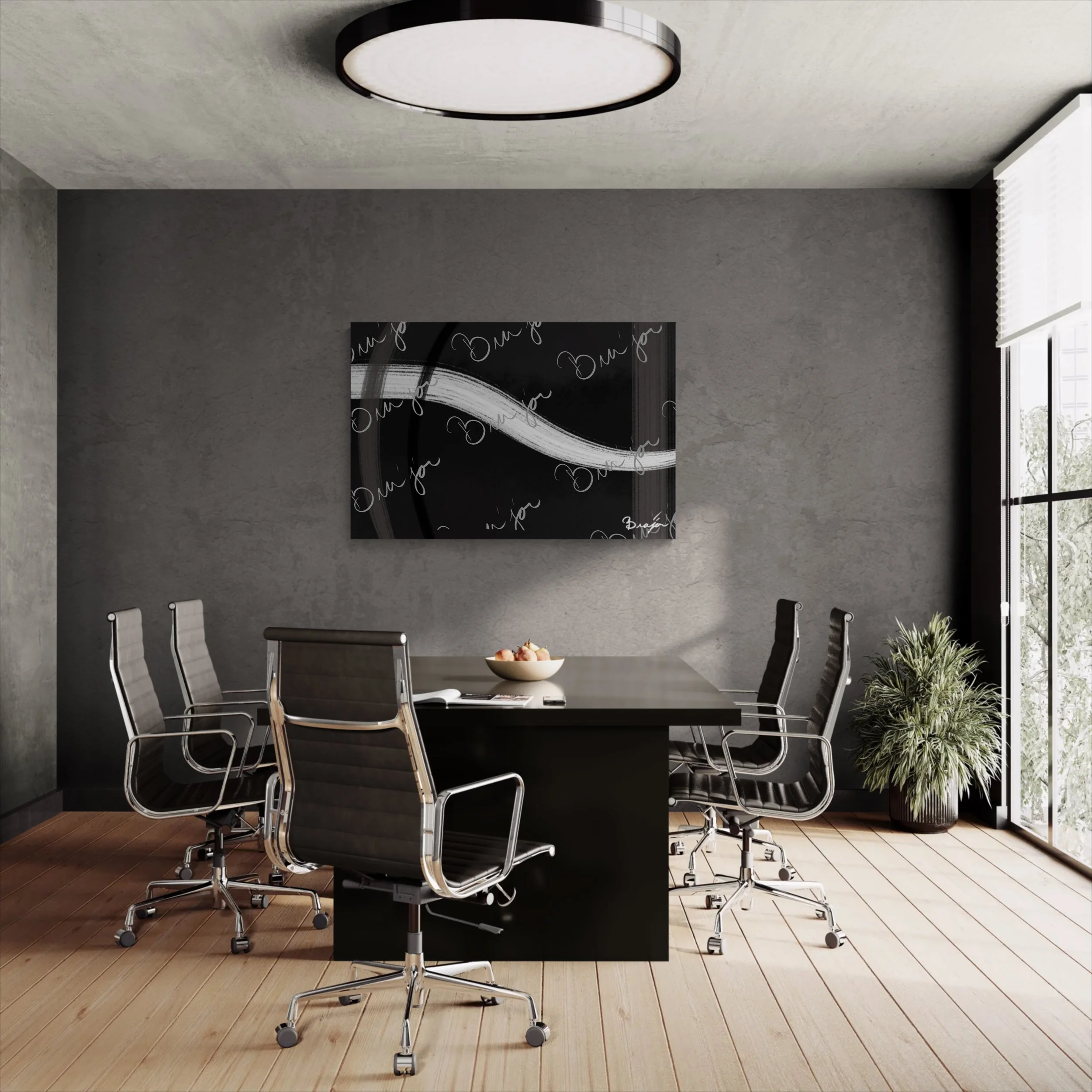 XL Canvas abstract artwork titled See It Through designed by the digital abstract artist Bra'jor. Artwork includes the colors Black, White, and Gray