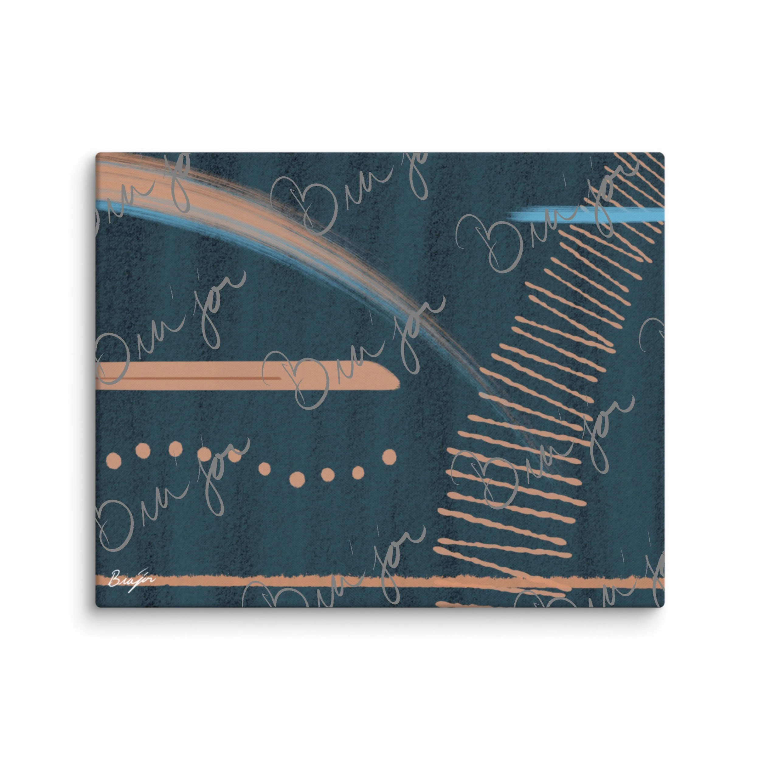 16x20 Canvas abstract artwork titled Effort designed by the digital abstract artist Bra'jor. Artwork includes the colors Black, Blue, Brown, and Tan