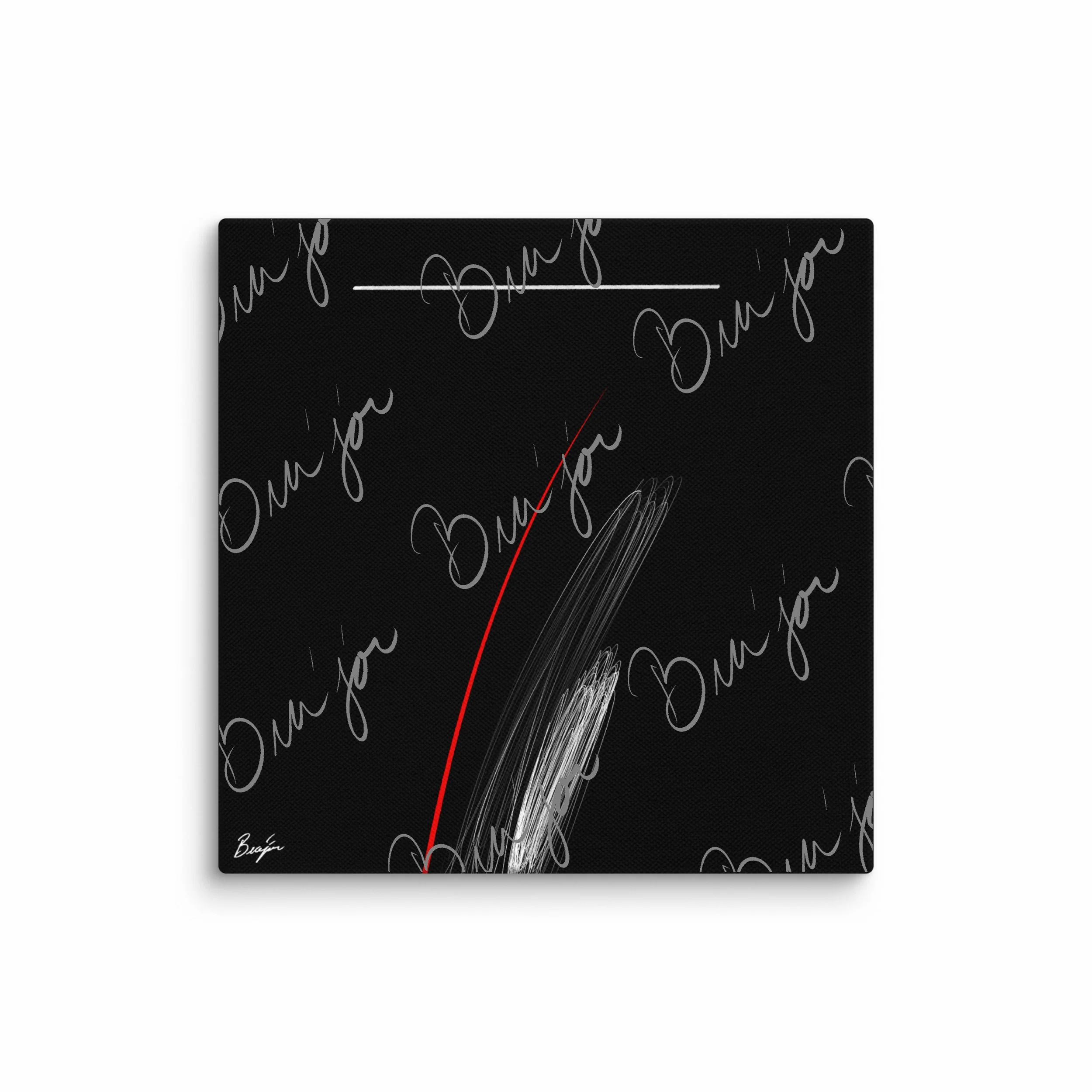 12x12 Self Titled Canvas Abstract artwork ‘Bra’jor’ designed by the digital abstract artist Bra'jor. Artwork includes the colors Black, Red, and White