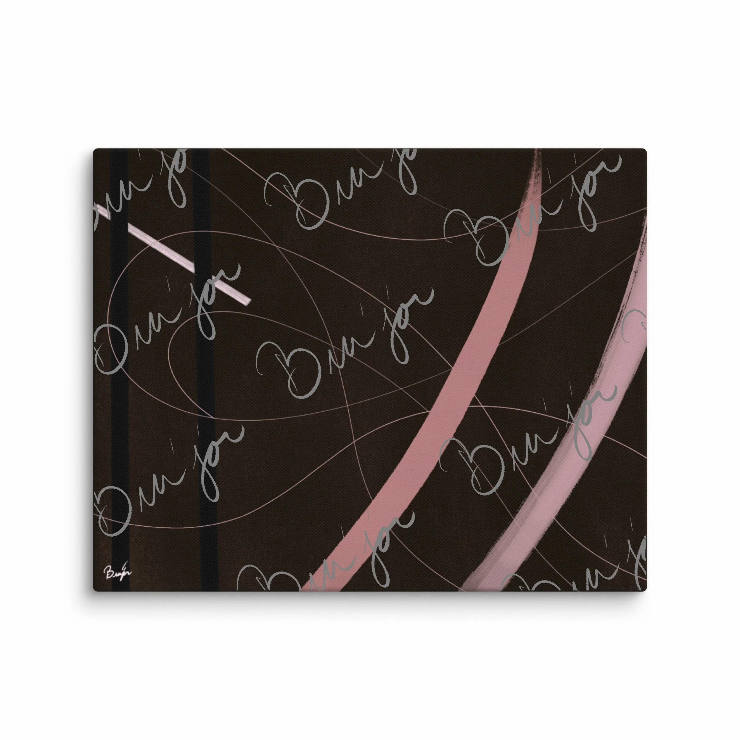 8x10 Canvas abstract artwork titled Beholder designed by the digital abstract artist Bra'jor. Artwork includes the colors Brown, Pink, Black, and White