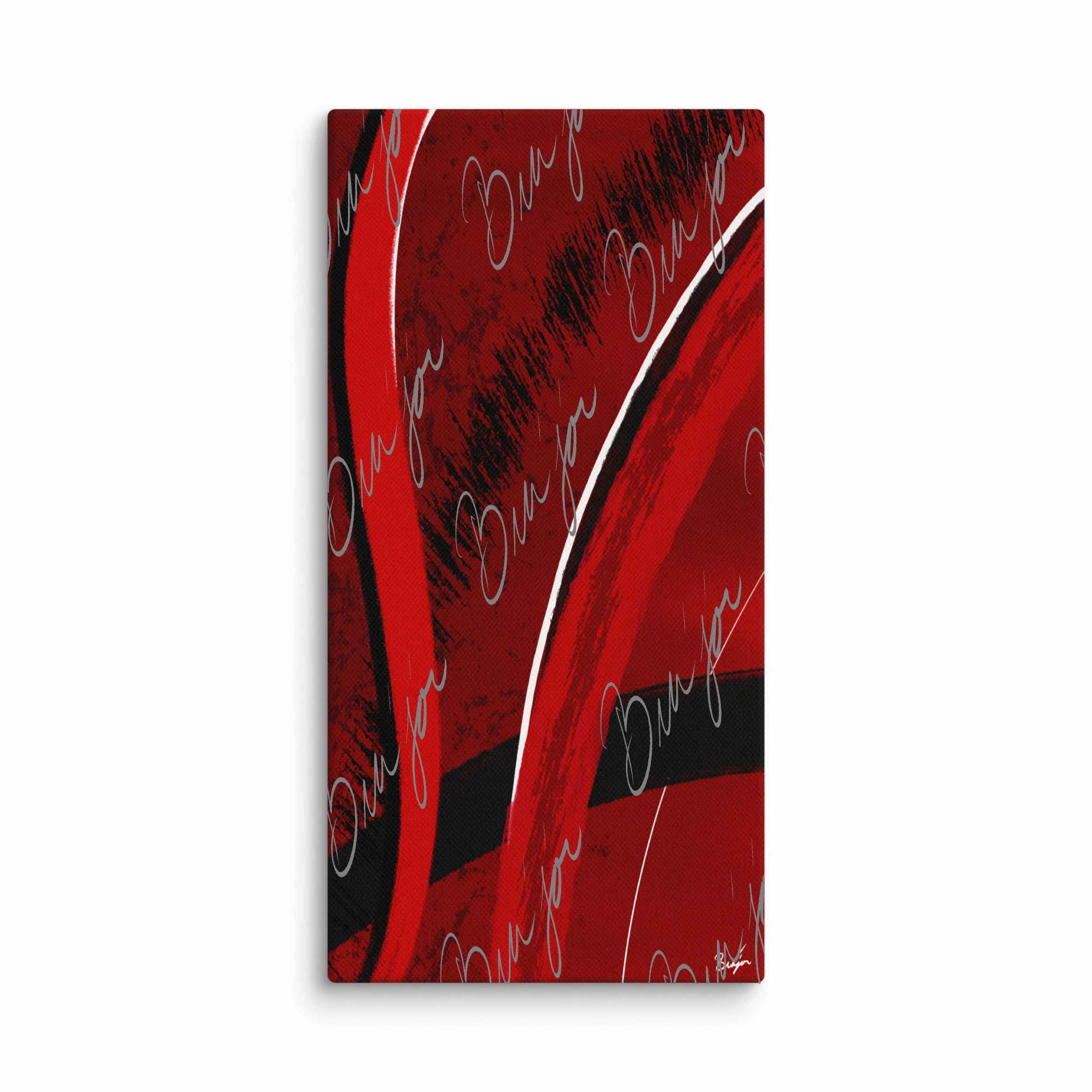 10x20 Canvas Abstract artwork titled Feel designed by the digital abstract artist Bra'jor. Artwork includes the colors Red, Black, Blue, and White
