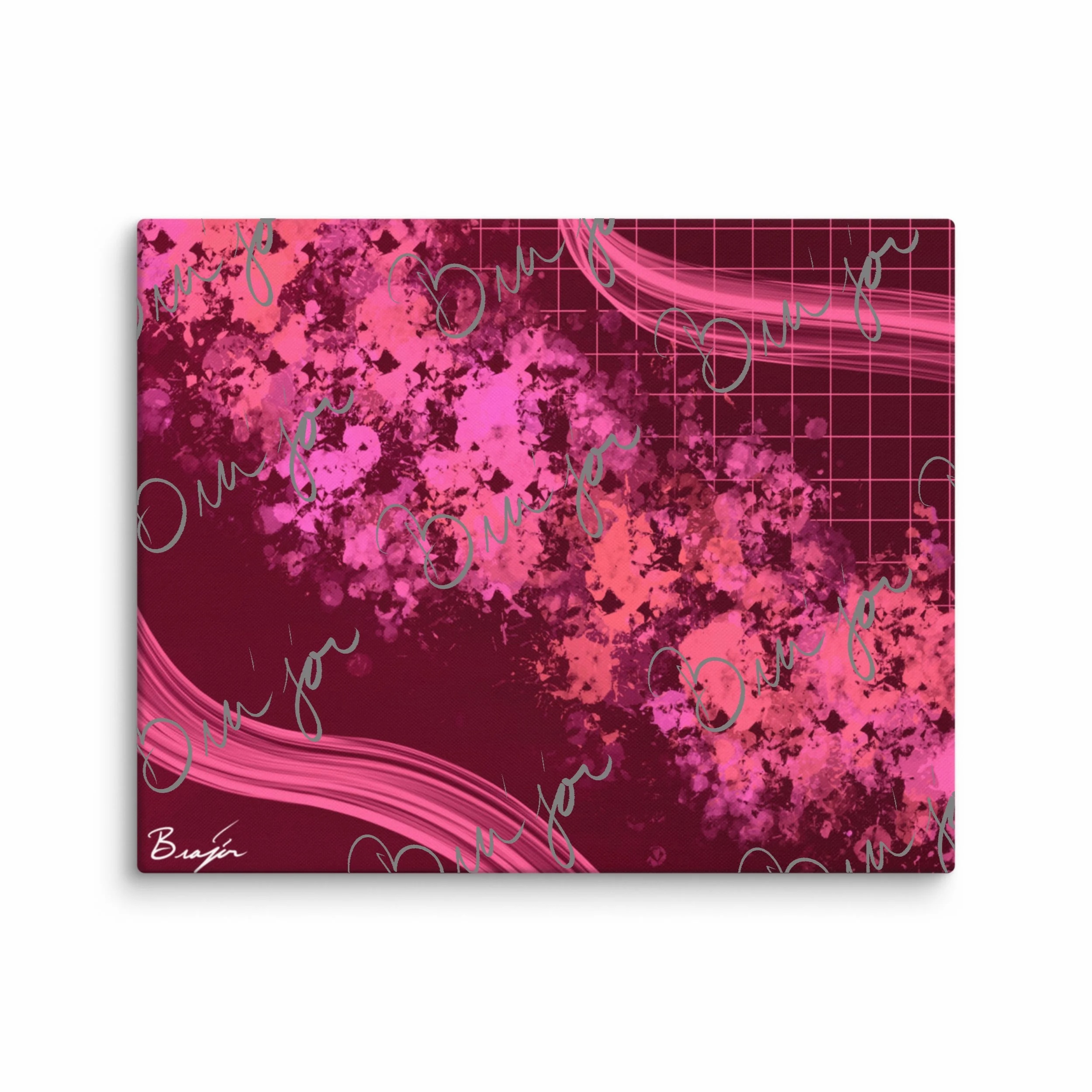 16x20 Abstract canvas artwork titled Soft designed by the digital abstract artist Bra'jor. Artwork includes the colors Purple, Pink, peach, and Orange