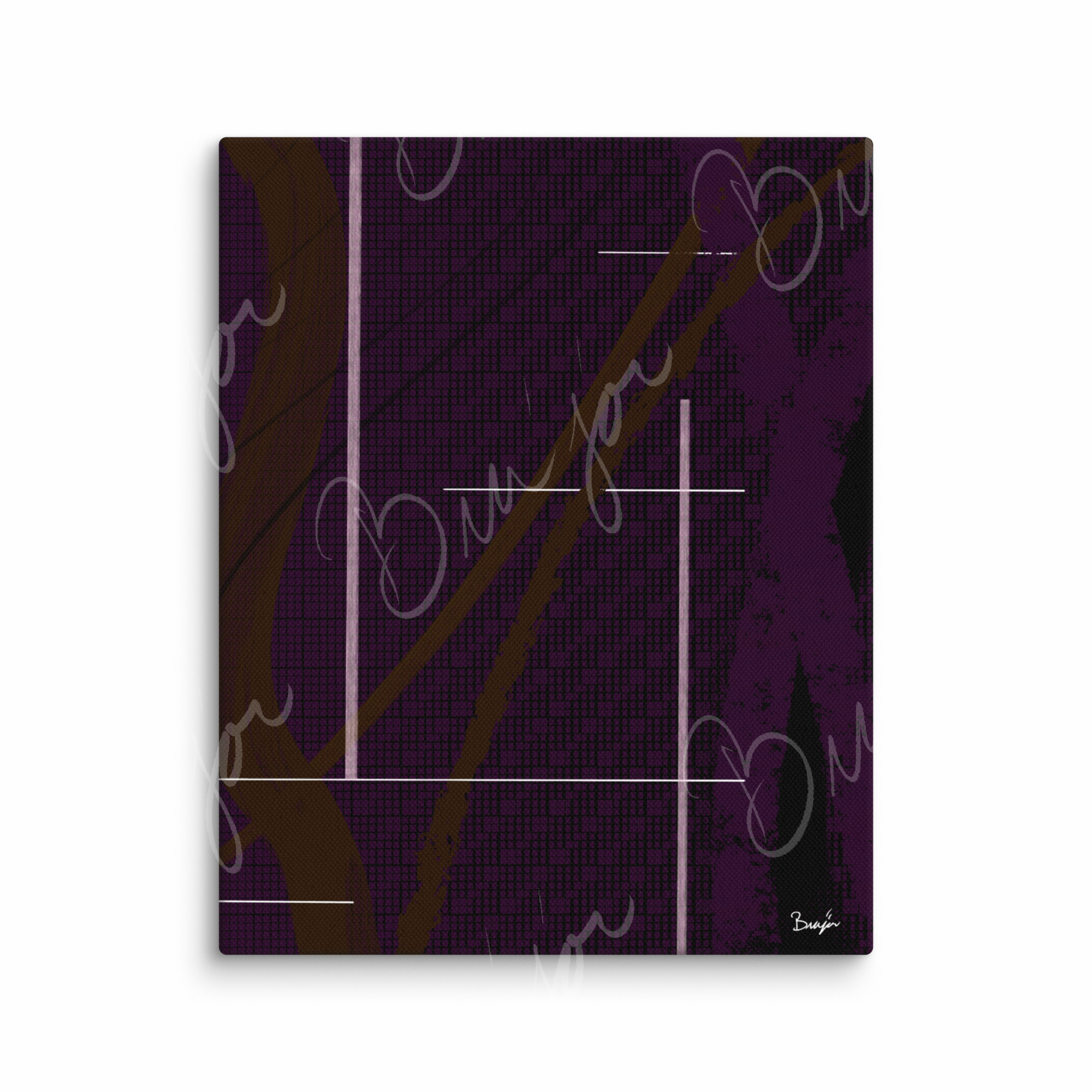 8x10 Canvas Abstract artwork titled Poised designed by the digital abstract artist Bra'jor. Artwork includes the colors Purple, Pink, Blue, and White