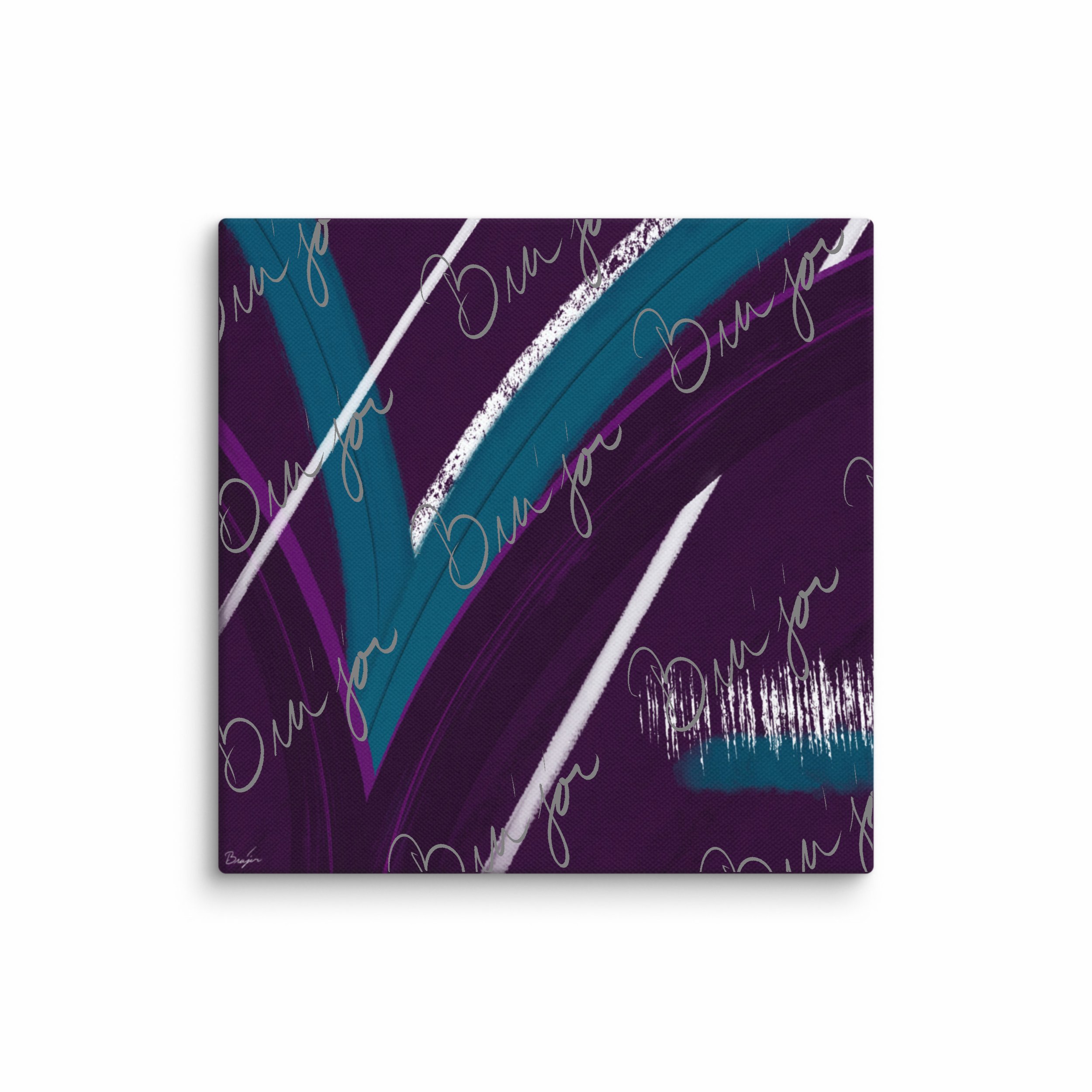 12x12 Canvas abstract artwork titled Withdraw designed by the digital abstract artist Bra'jor. Artwork includes the colors Purple, Blue, White, and Black