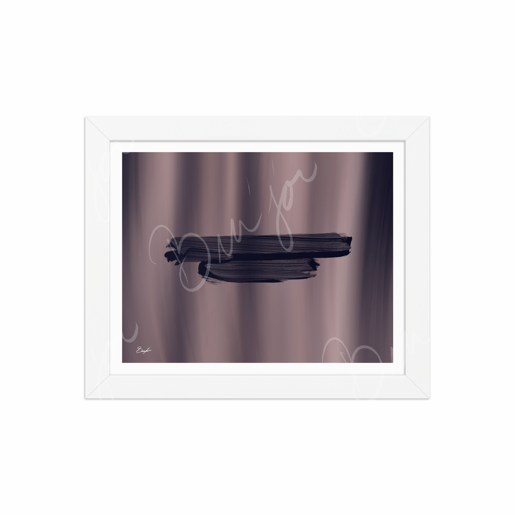 8x10 White Framed Abstract artwork titled Rest designed by the digital abstract artist Bra'jor. Artwork includes the colors Black, Gray, violet, and Mauve