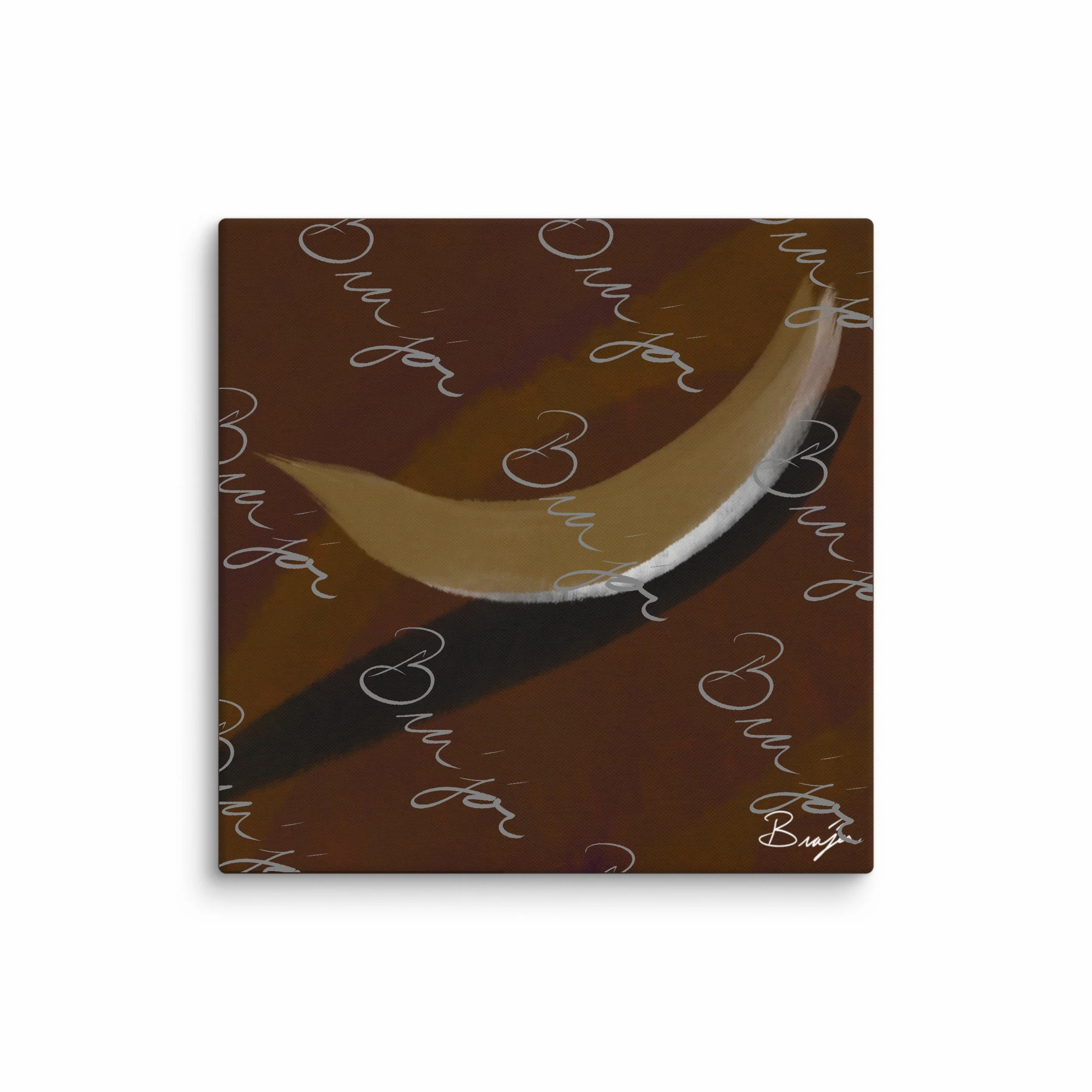 32x32  Abstract canvas artwork titled Always There designed by the digital abstract artist Bra'jor. Artwork includes the colors Brown, Tan, White, and Black with a Purple undertone