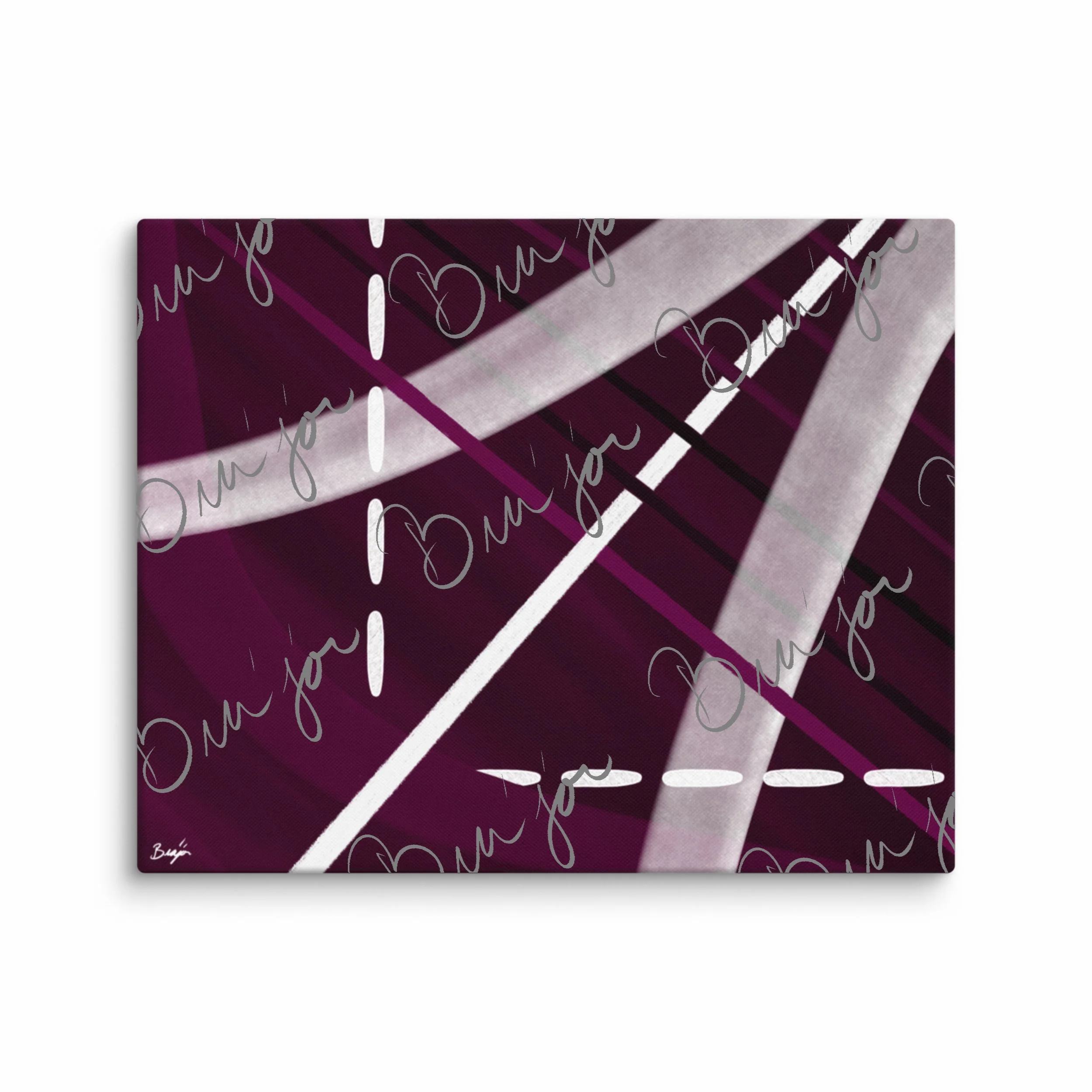 16x20 Canvas abstract artwork titled Tuning designed by the digital abstract artist Bra'jor. Artwork includes the colors Purple, Black, Gray, and White