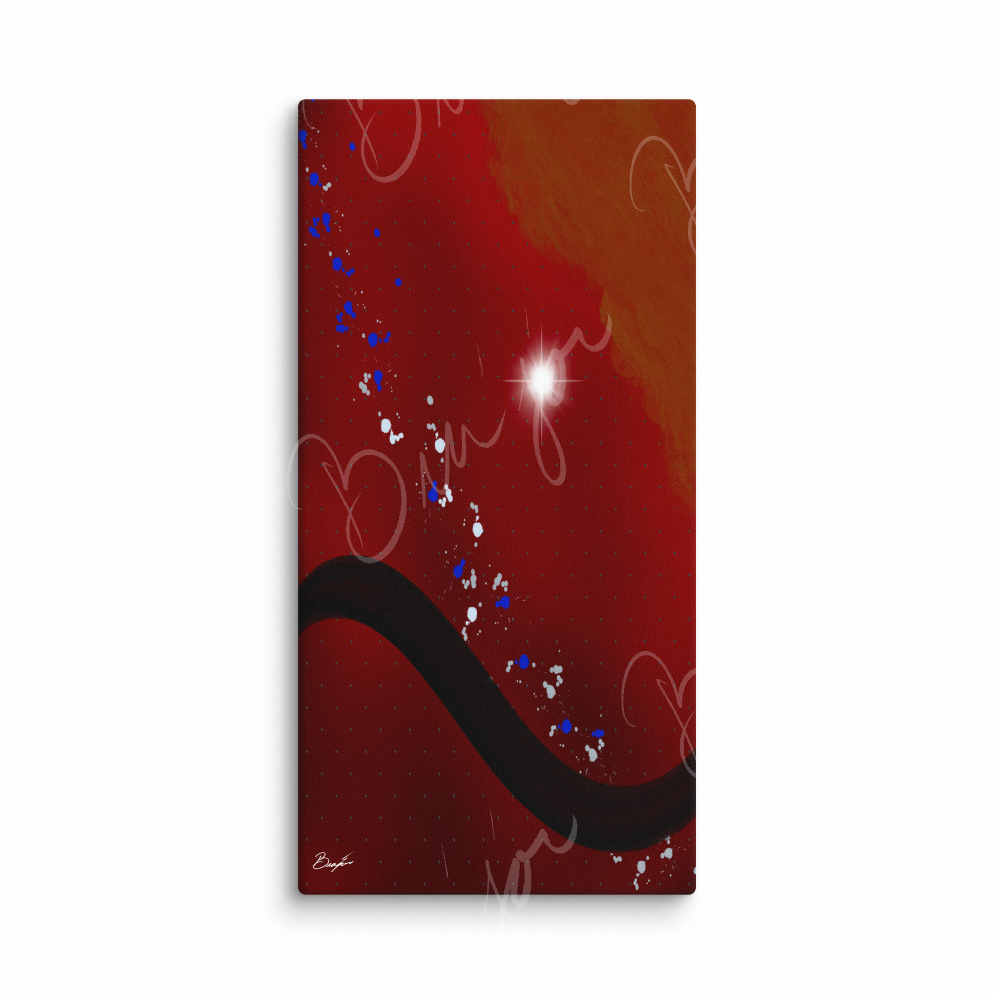30x60 XL Canvas Abstract artwork titled Take Your Place designed by the digital abstract artist Bra'jor. Artwork includes the colors Red, Yellow, Orange, Black, Gray, and White