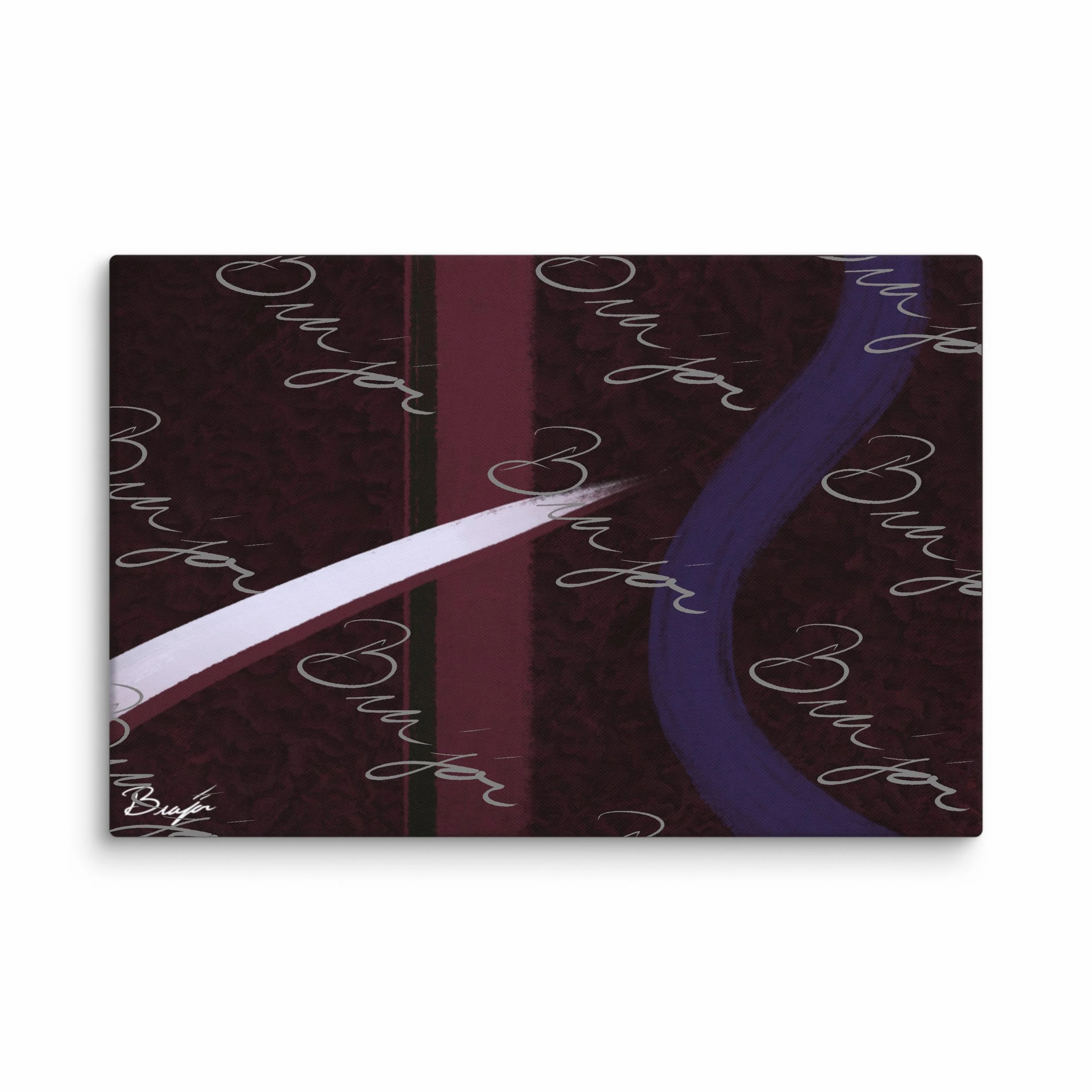 40x60 XL Canvas abstract artwork titled The Walk designed by the digital abstract artist Bra'jor. Artwork includes the colors Maroon, Black, Purple, and White