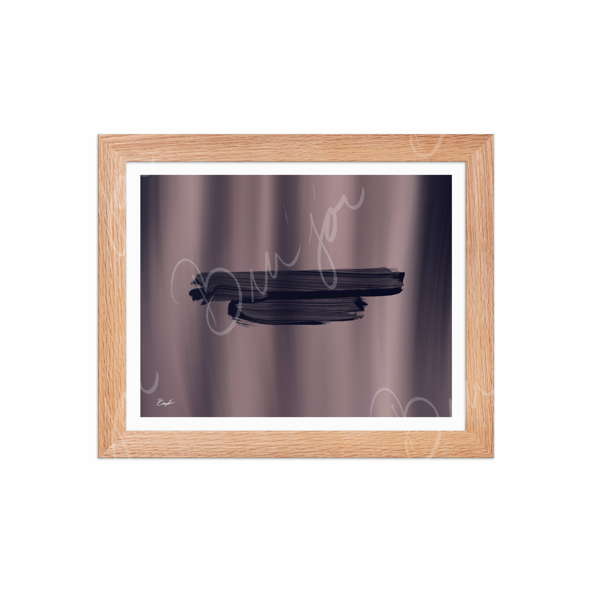 8x10 Red Oak Framed Abstract artwork titled Rest designed by the digital abstract artist Bra'jor. Artwork includes the colors Black, Gray, violet, and Mauve