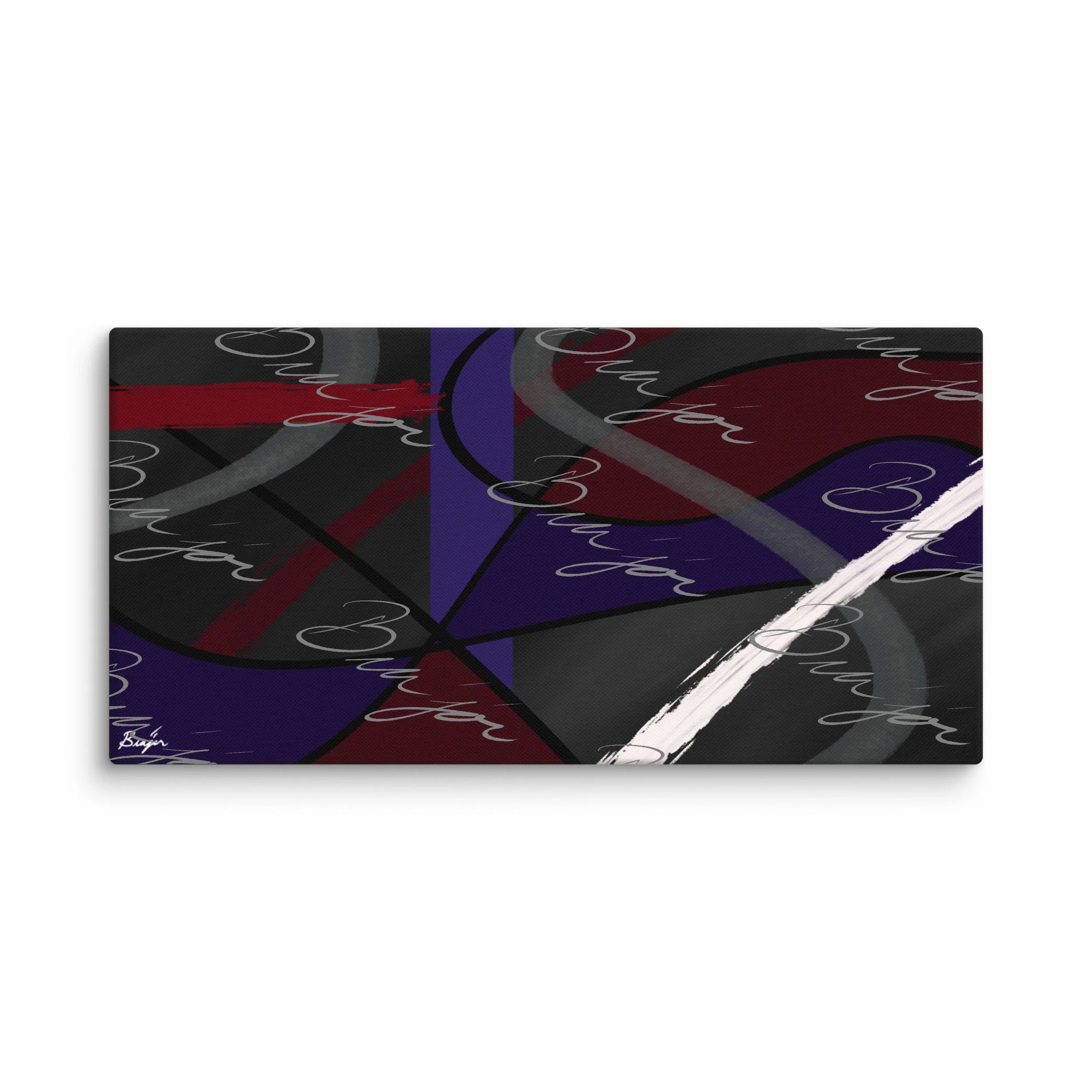 30x60 Canvas Abstract artwork titled Different designed by the digital abstract artist Bra'jor. Artwork includes the colors Purple, Blue, Red, Gray, and Black