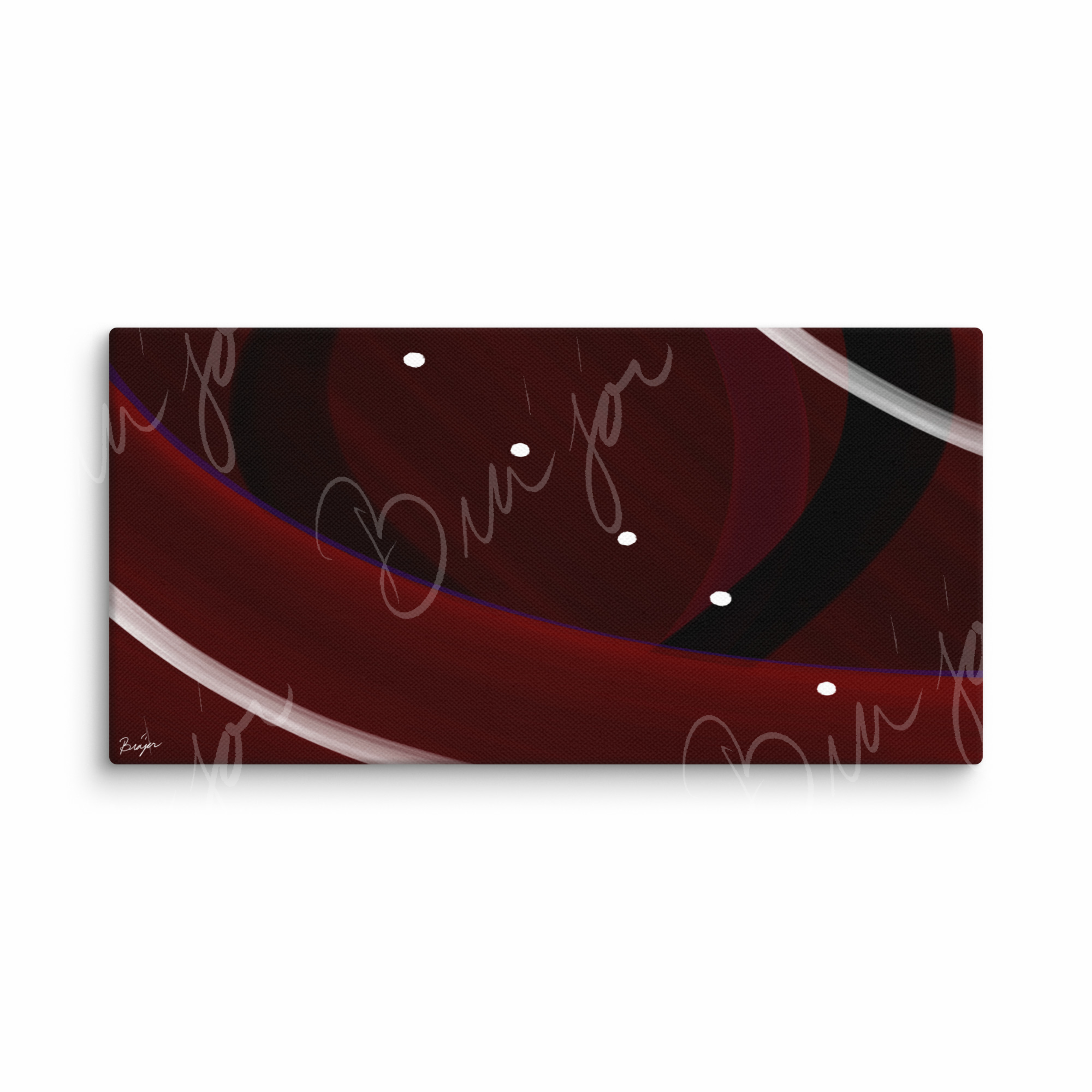 10x20 Canvas Abstract artwork titled Trail Back designed by the digital abstract artist Bra'jor. Artwork includes the colors Red, Black, Purple, and White