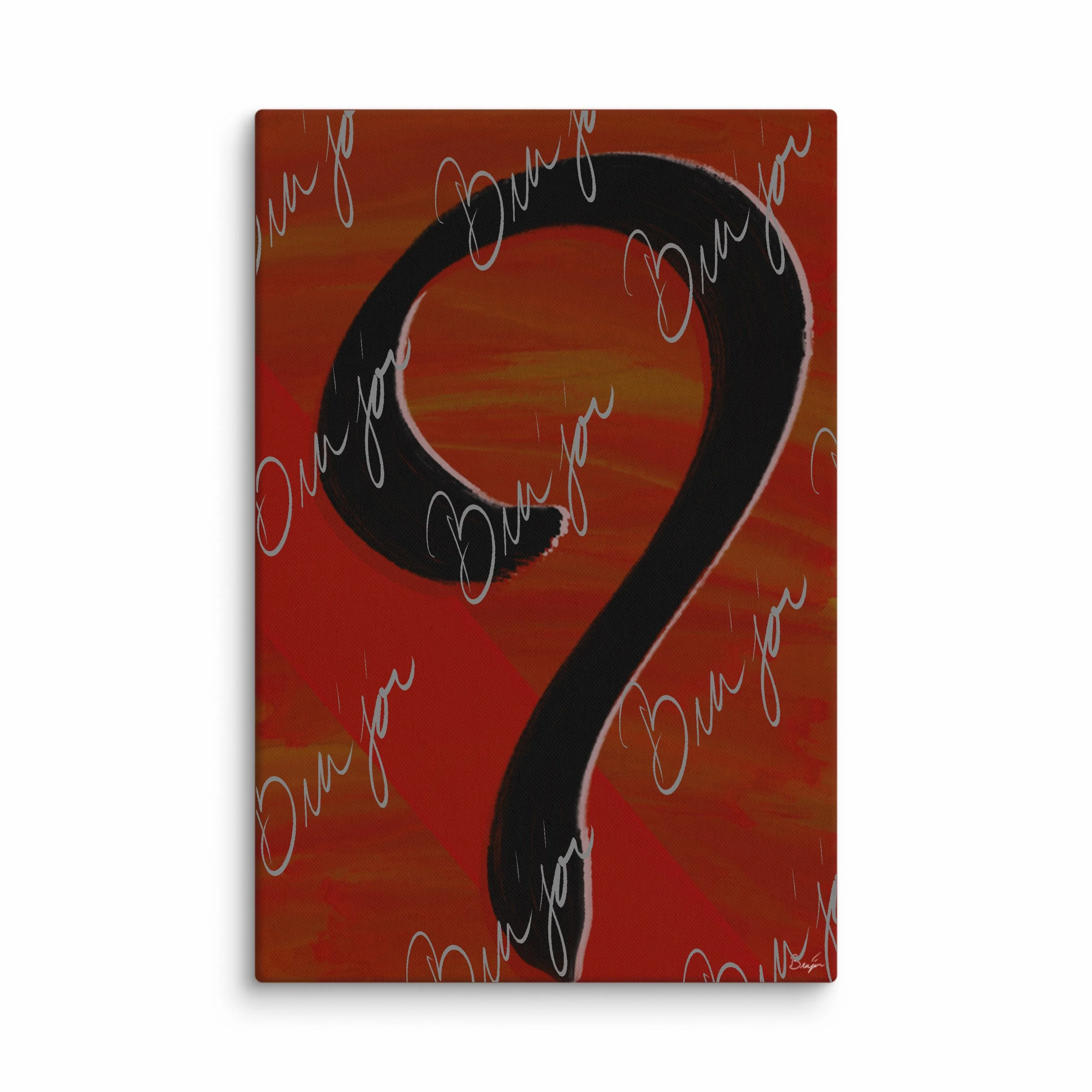 40x60 XL canvas abstract artwork titled Unanswered designed by the digital abstract artist Bra'jor. Artwork includes the colors Red, Orange, Black, White, Yellow, and Pink