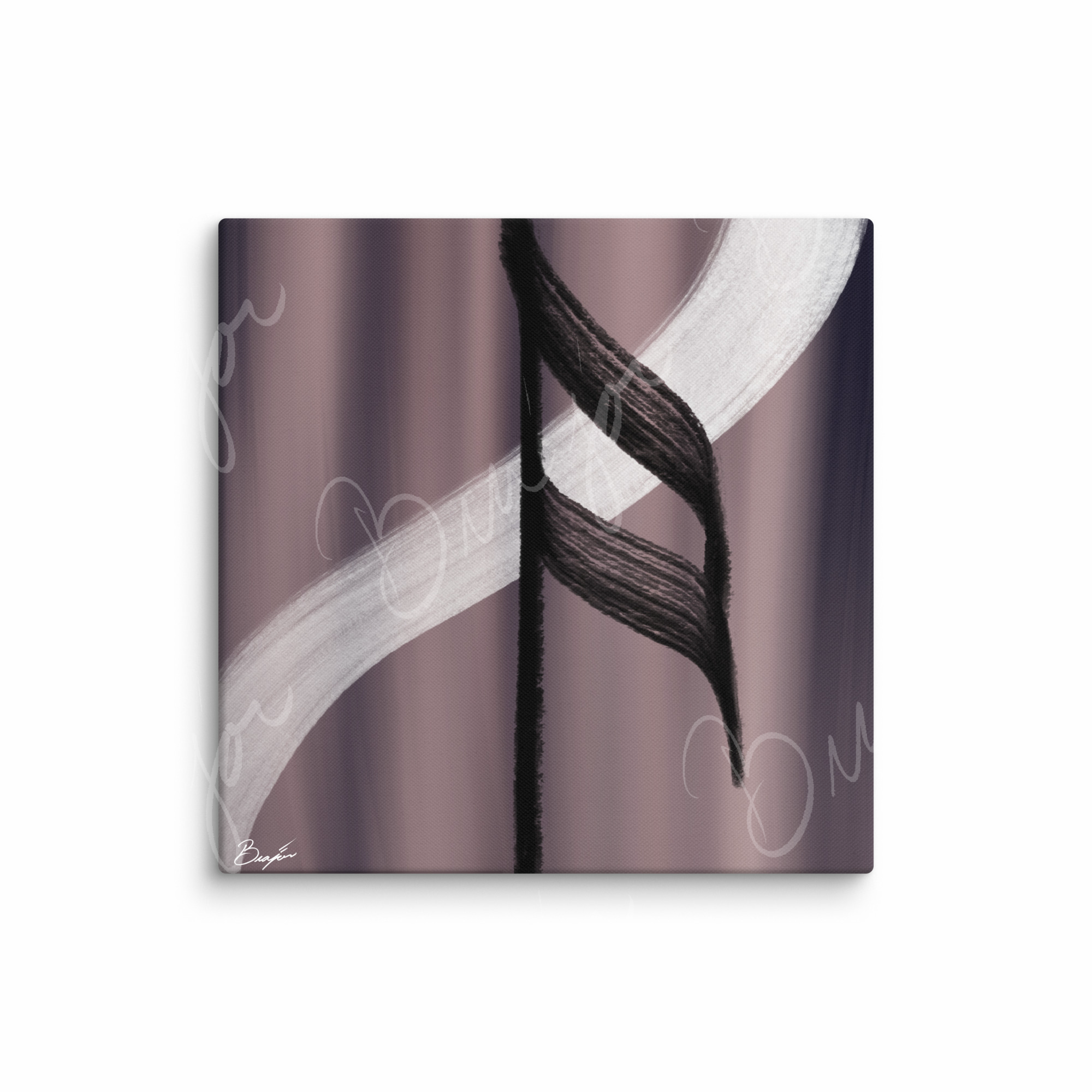 32x32 XL Canvas Abstract artwork titled A Beat designed by the digital abstract artist Bra'jor. Artwork includes the colors Black, White, Gray, violet, and Mauve