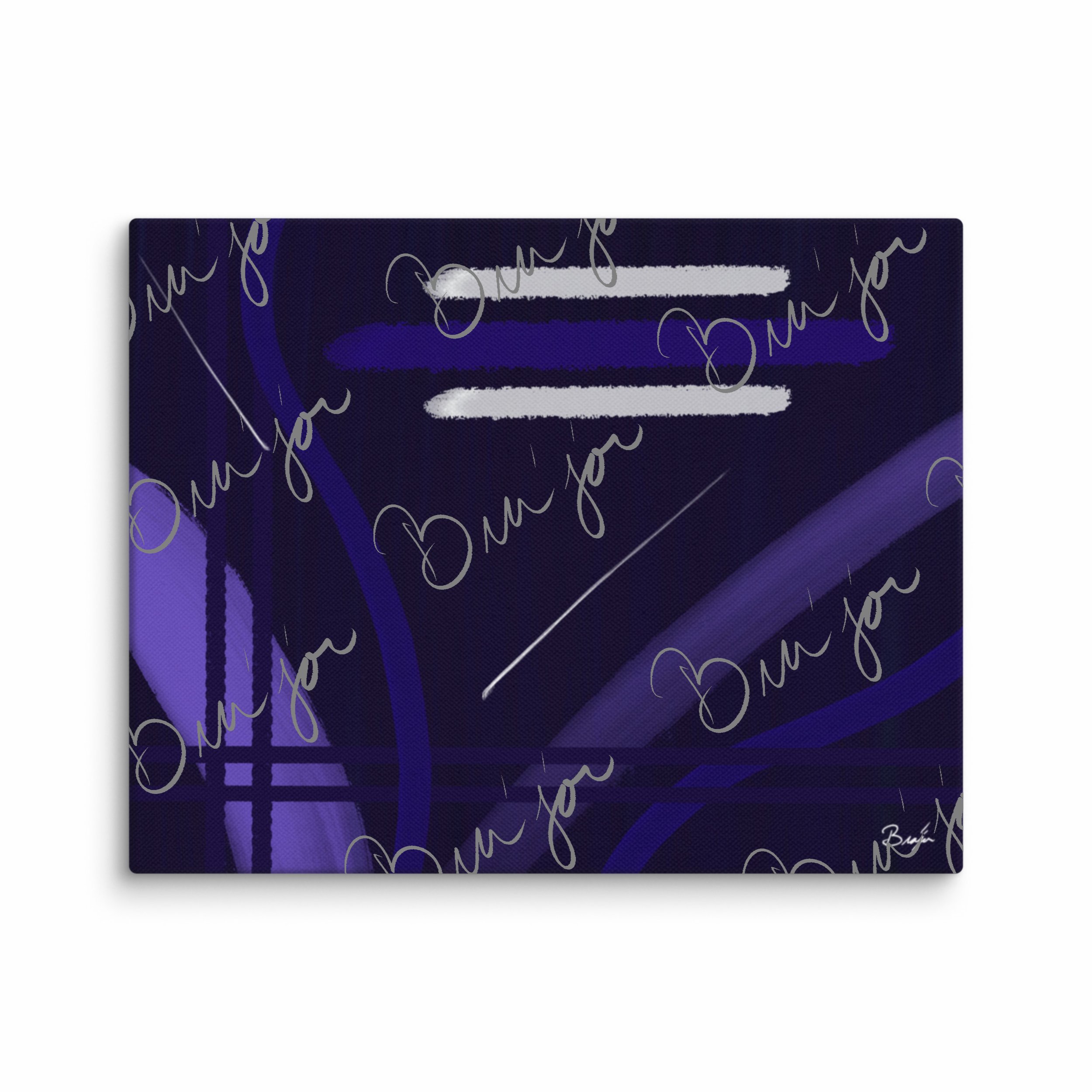 11x14 Canvas Abstract artwork titled Beneath designed by the digital abstract artist Bra'jor. Artwork includes the colors Blue, White, Purple, and Navy