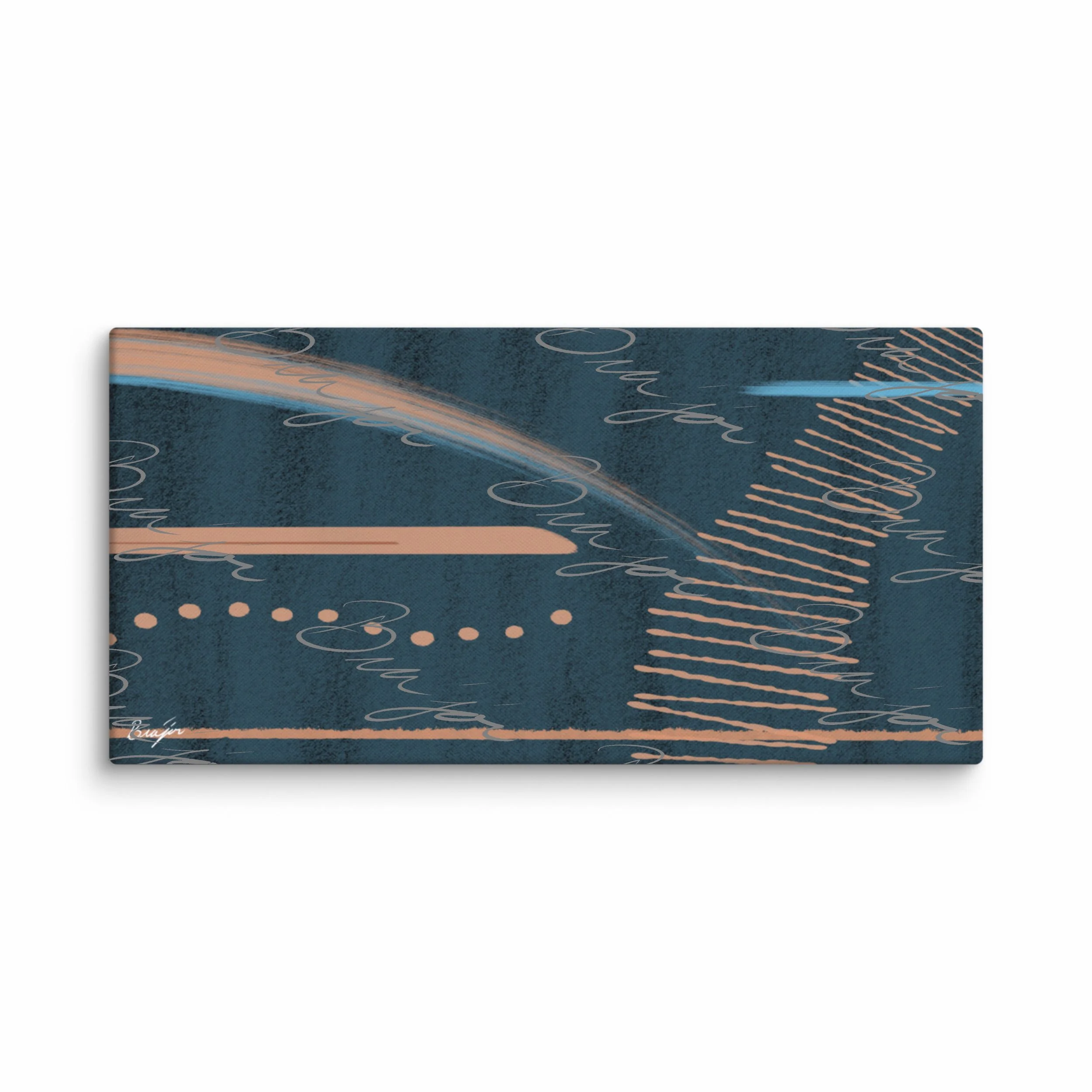 30x60 XL Canvas abstract artwork titled Effort designed by the digital abstract artist Bra'jor. Artwork includes the colors Black, Blue, Brown, and Tan