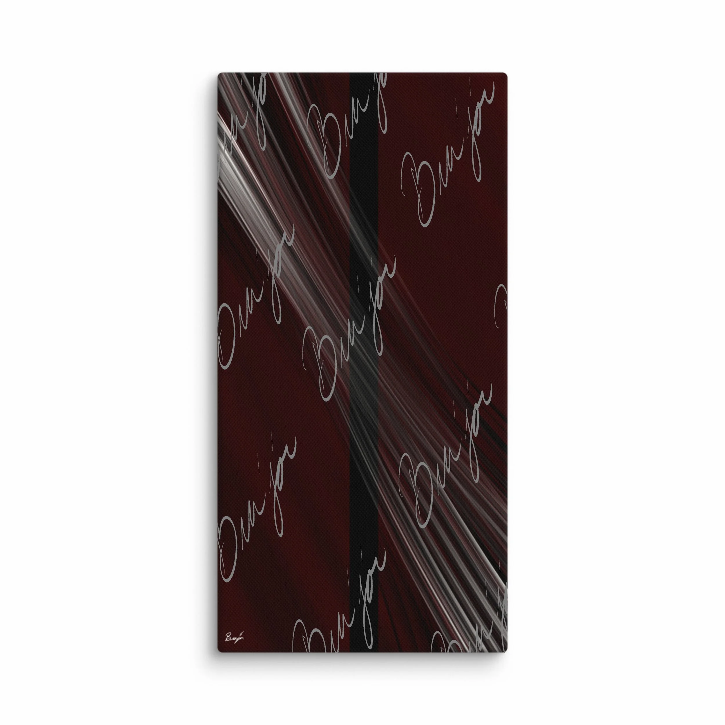 10x20 Canvas abstract artwork titled Still Standing designed by the digital abstract artist Bra'jor. Artwork includes the colors Maroon, Red, Black, and White
