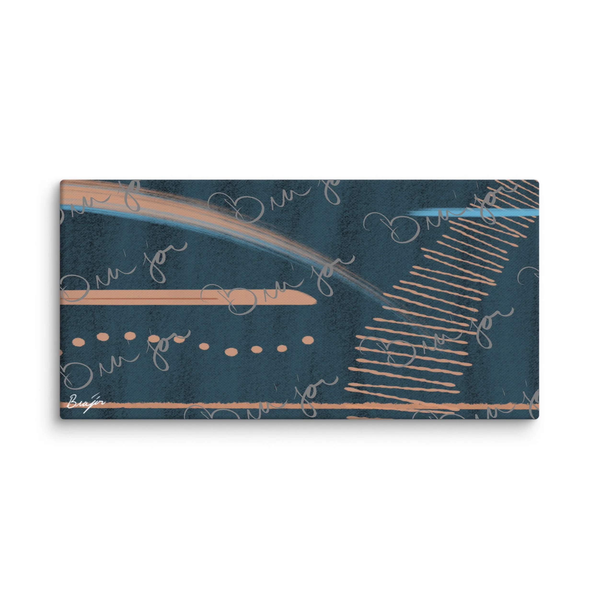 10x20 Canvas abstract artwork titled Effort designed by the digital abstract artist Bra'jor. Artwork includes the colors Black, Blue, Brown, and Tan