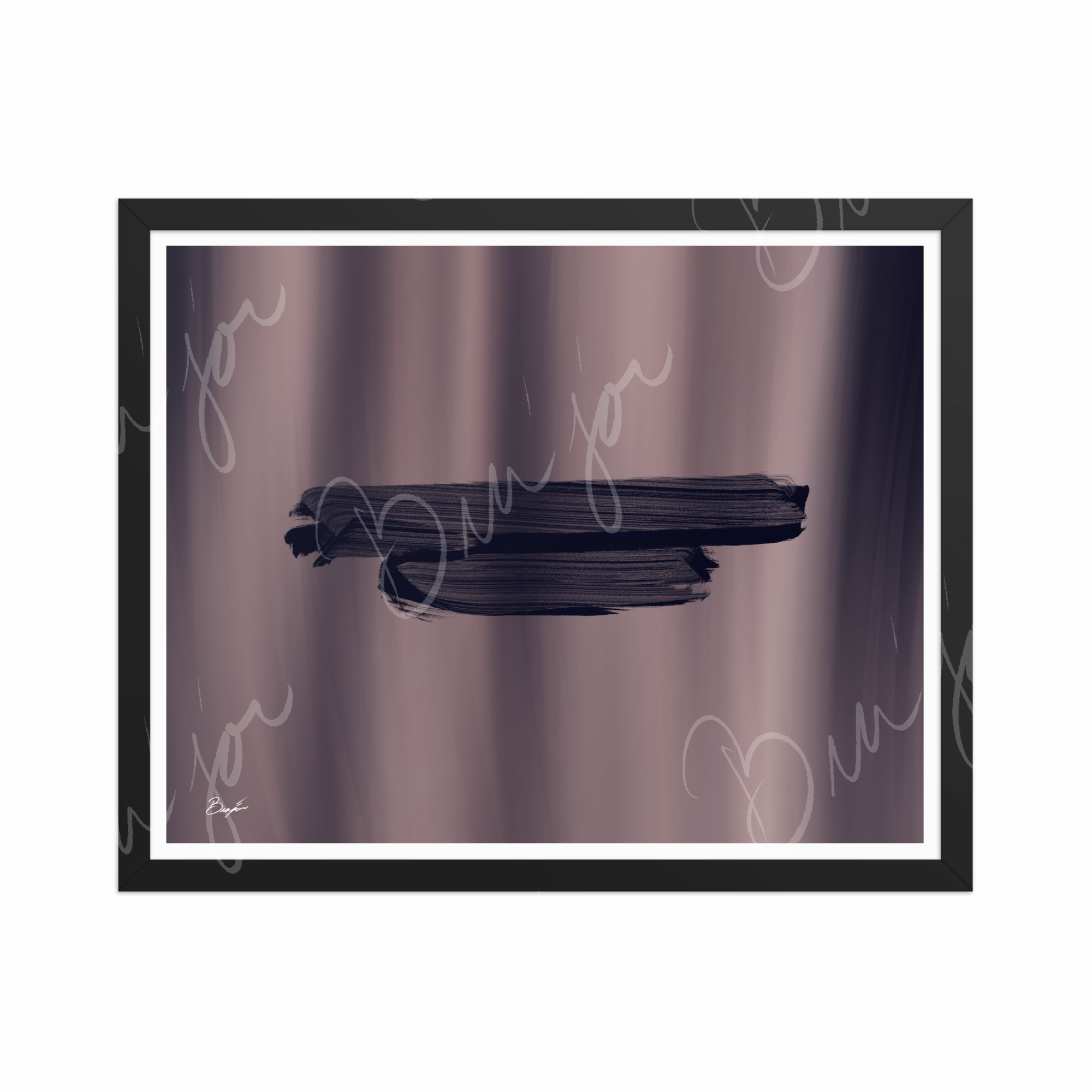 16x20 Black Framed Abstract artwork titled Rest designed by the digital abstract artist Bra'jor. Artwork includes the colors Black, Gray, violet, and Mauve