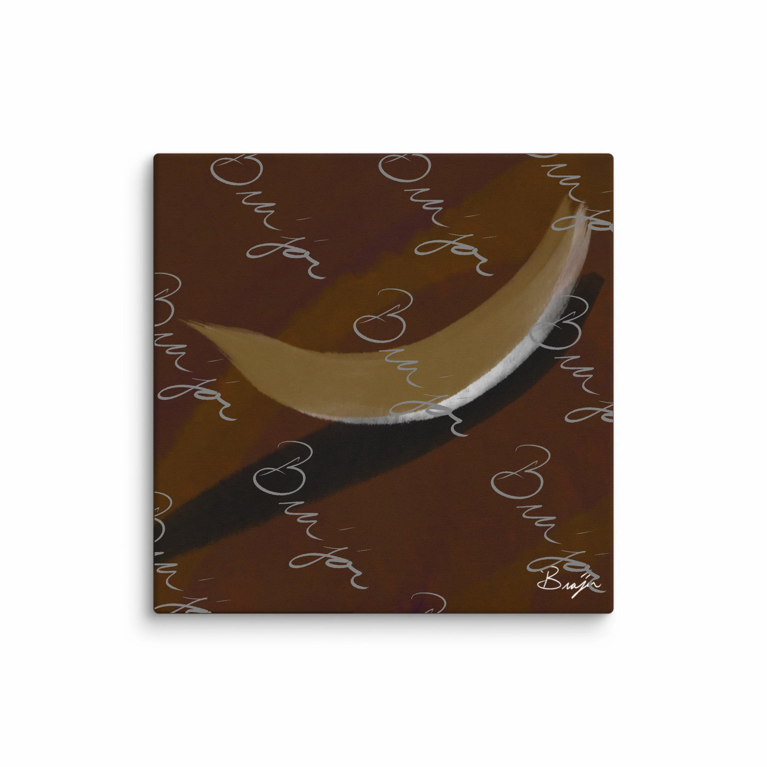 37x37  Abstract canvas artwork titled Always There designed by the digital abstract artist Bra'jor. Artwork includes the colors Brown, Tan, White, and Black with a Purple undertone