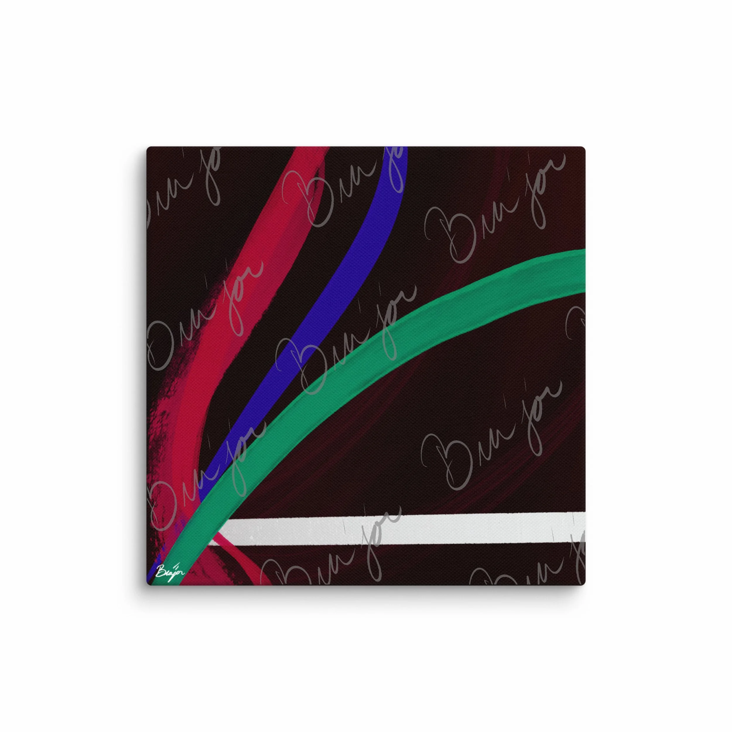 12x12 Canvas Abstract artwork titled Journey designed by the digital abstract artist Bra'jor. Artwork includes the colors Red, White, Green, and Blue