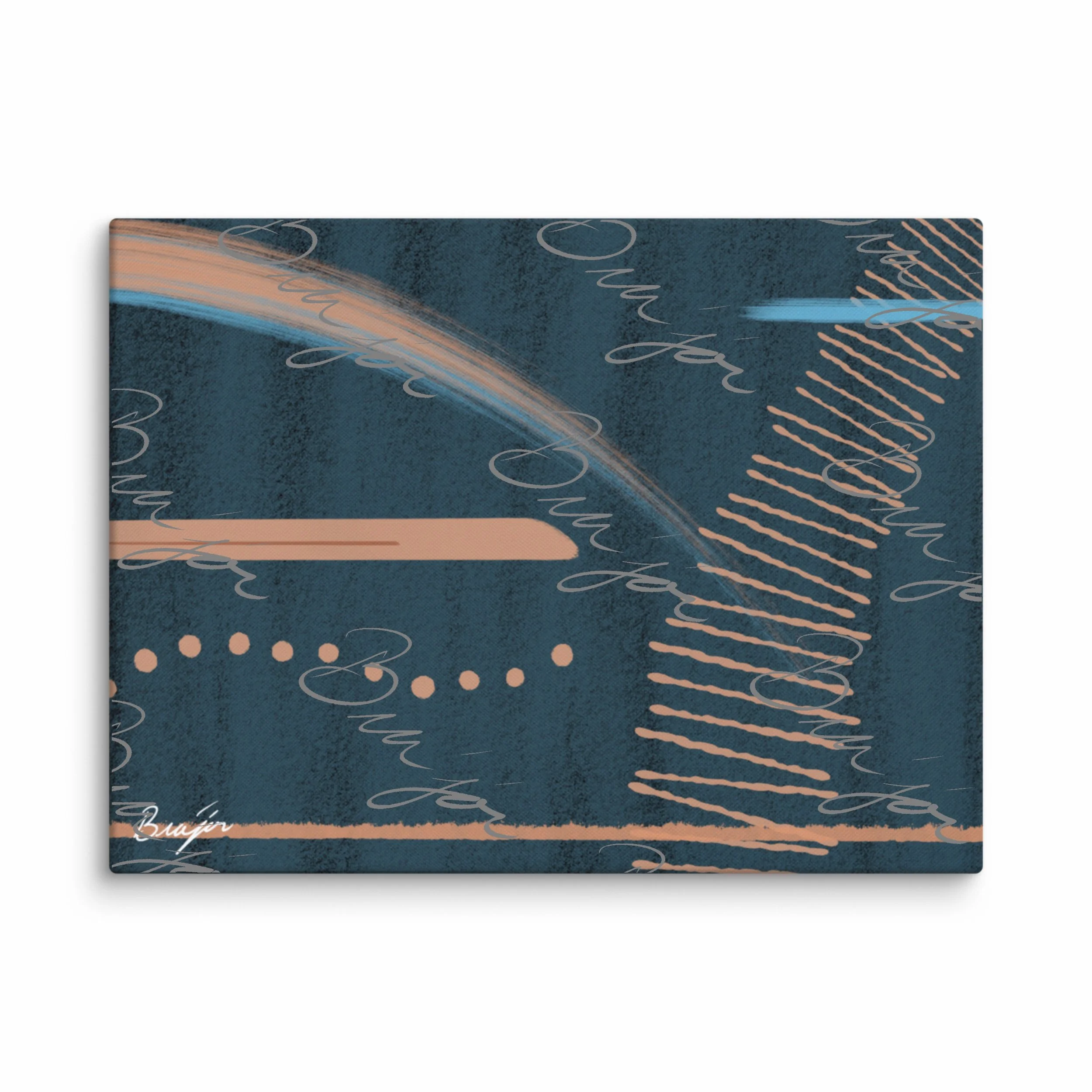 30x40 XL Canvas abstract artwork titled Effort designed by the digital abstract artist Bra'jor. Artwork includes the colors Black, Blue, Brown, and Tan