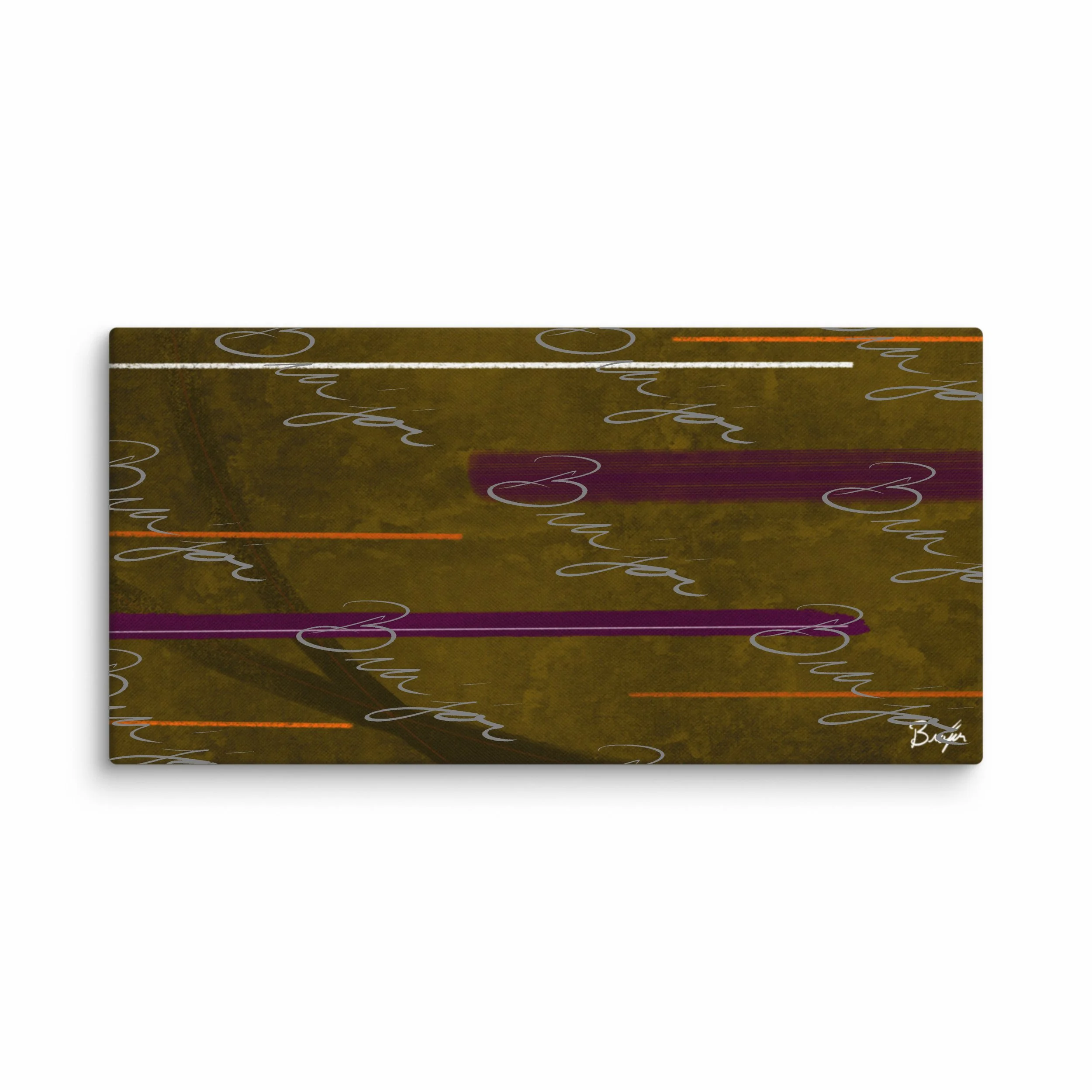30x60 XL Canvas abstract artwork titled Across designed by the digital abstract artist Bra'jor. Artwork includes the colors Brown, Orange, Purple, Pink, and White