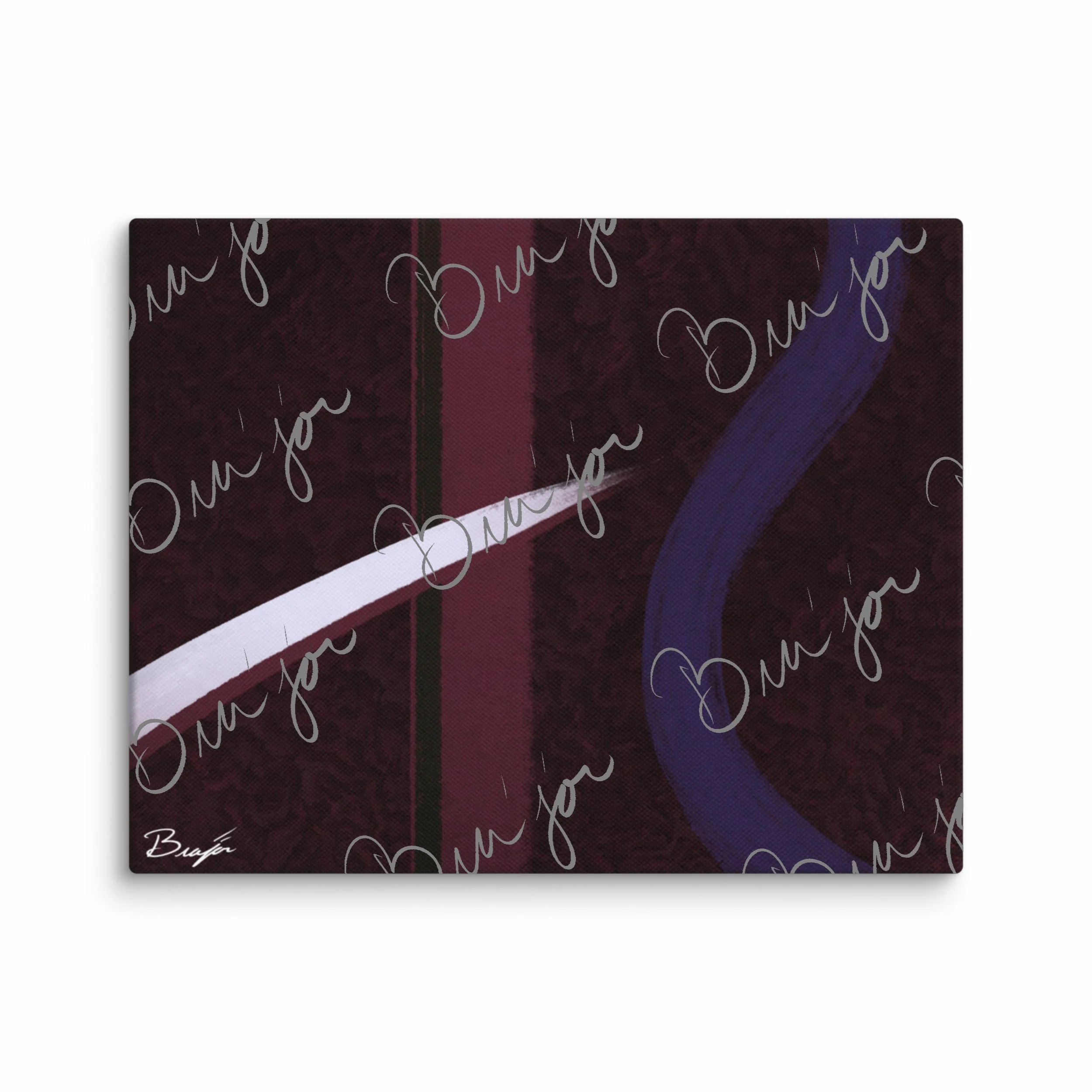 11x14 Canvas abstract artwork titled The Walk designed by the digital abstract artist Bra'jor. Artwork includes the colors Maroon, Black, Purple, and White