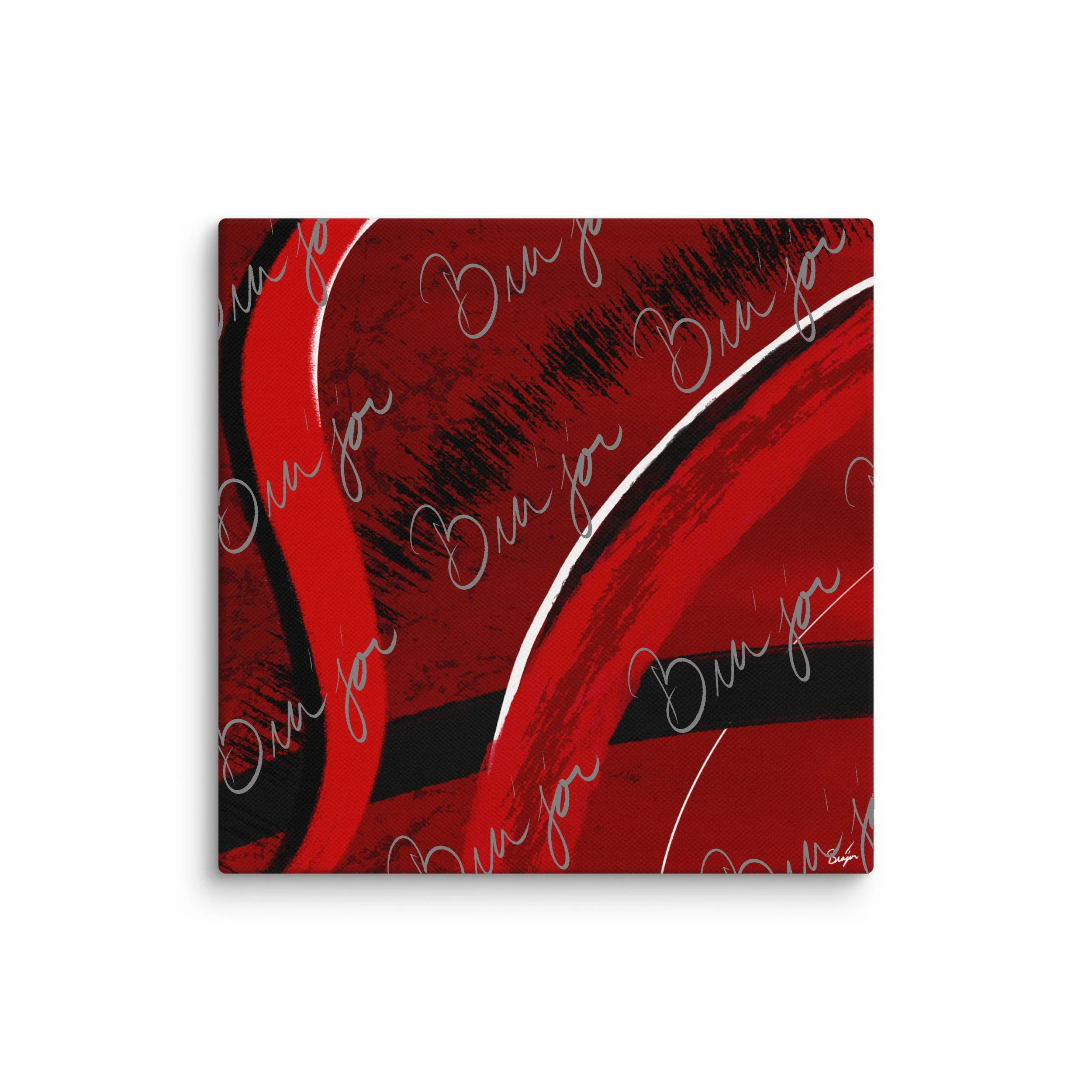 16x16 Canvas Abstract artwork titled Feel designed by the digital abstract artist Bra'jor. Artwork includes the colors Red, Black, Blue, and White