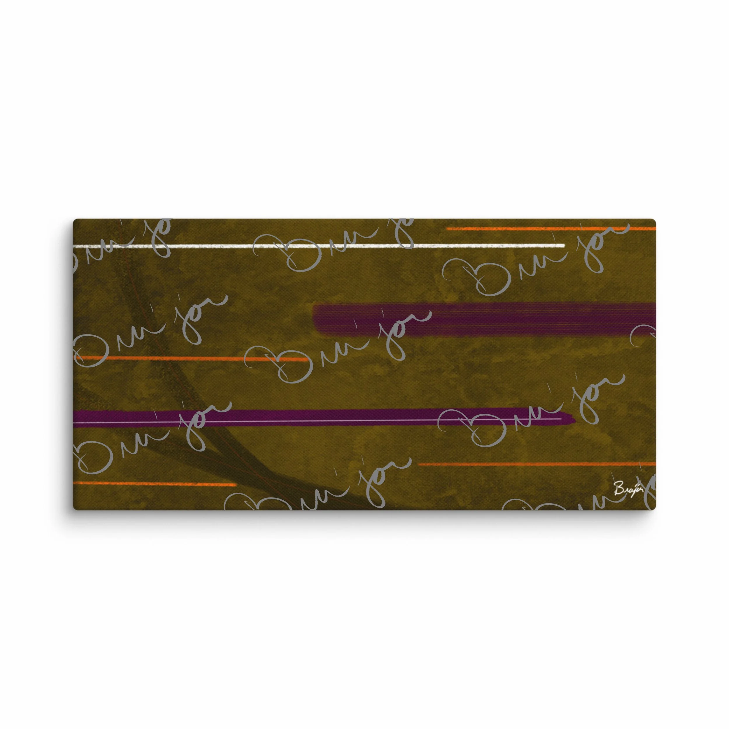 10x20 Canvas abstract artwork titled Across designed by the digital abstract artist Bra'jor. Artwork includes the colors Brown, Orange, Purple, Pink, and White