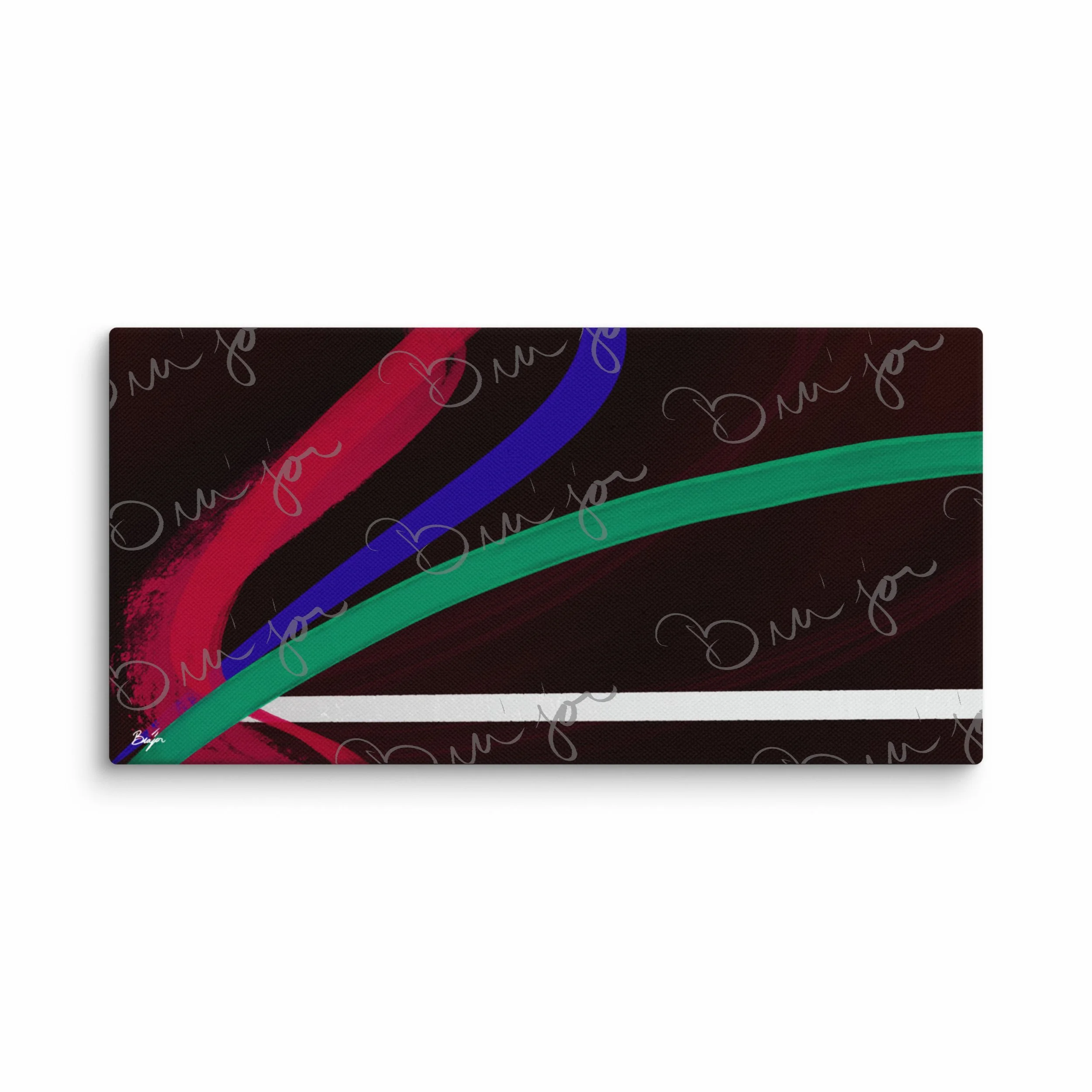 10x20 Canvas Abstract artwork titled Journey designed by the digital abstract artist Bra'jor. Artwork includes the colors Red, White, Green, and Blue