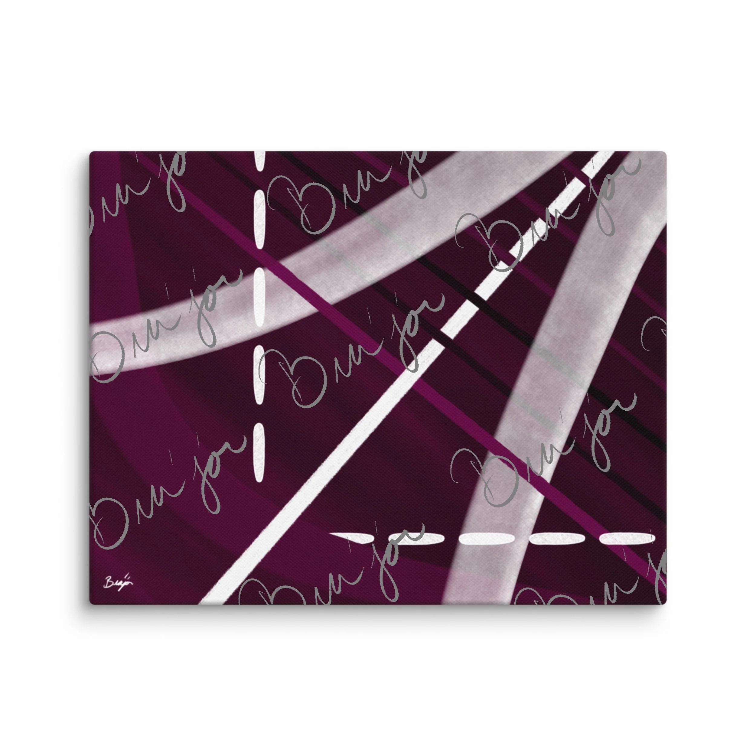 11x14 Canvas abstract artwork titled Tuning designed by the digital abstract artist Bra'jor. Artwork includes the colors Purple, Black, Gray, and White