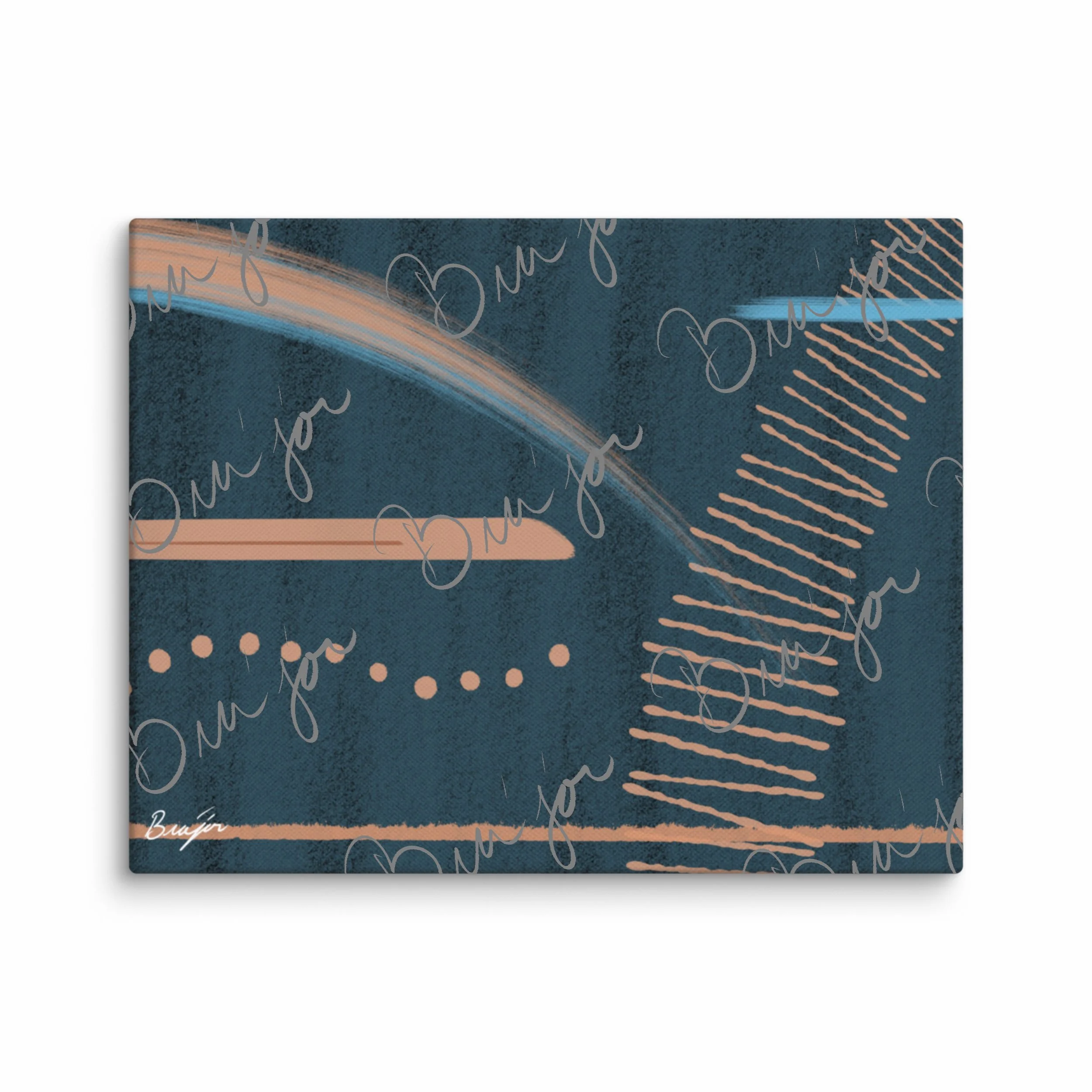 11x14 Canvas abstract artwork titled Effort designed by the digital abstract artist Bra'jor. Artwork includes the colors Black, Blue, Brown, and Tan