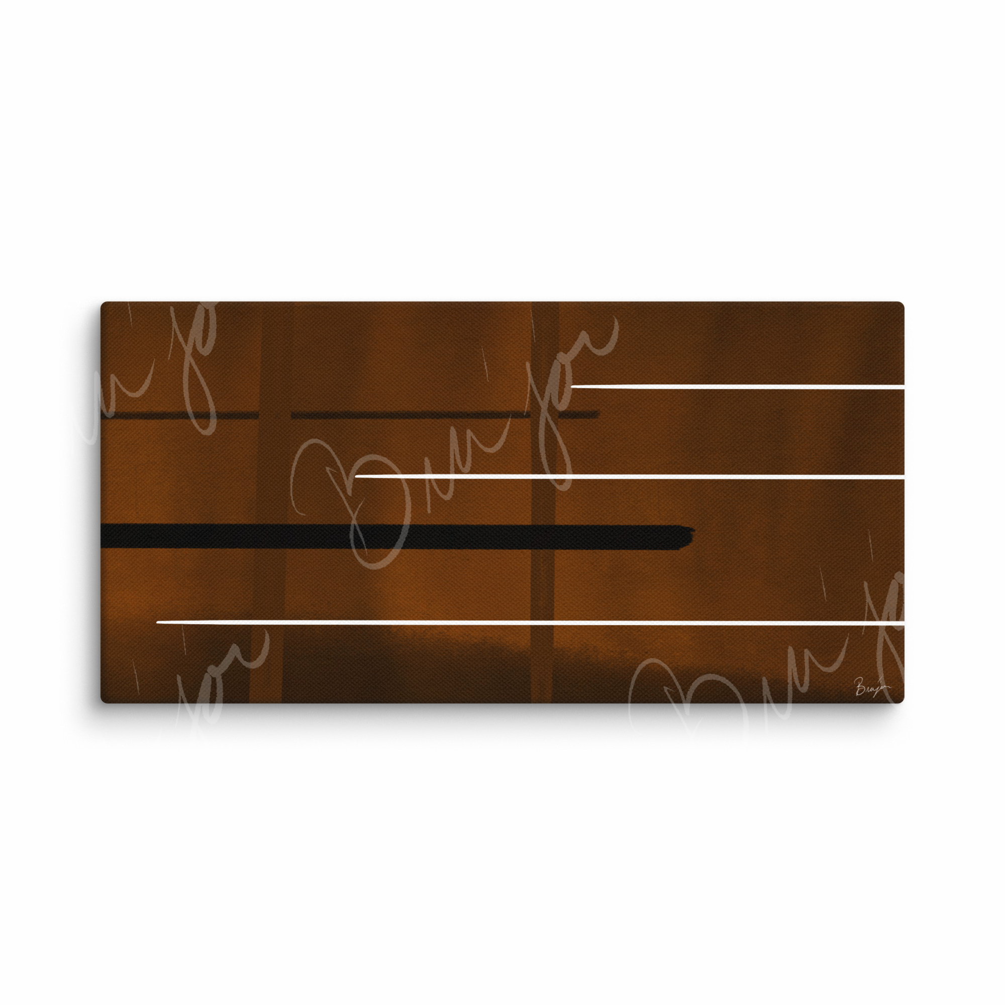 10x20 Canvas Abstract artwork titled Steps designed by the digital abstract artist Bra'jor. Artwork includes the colors Brown, Black, and White