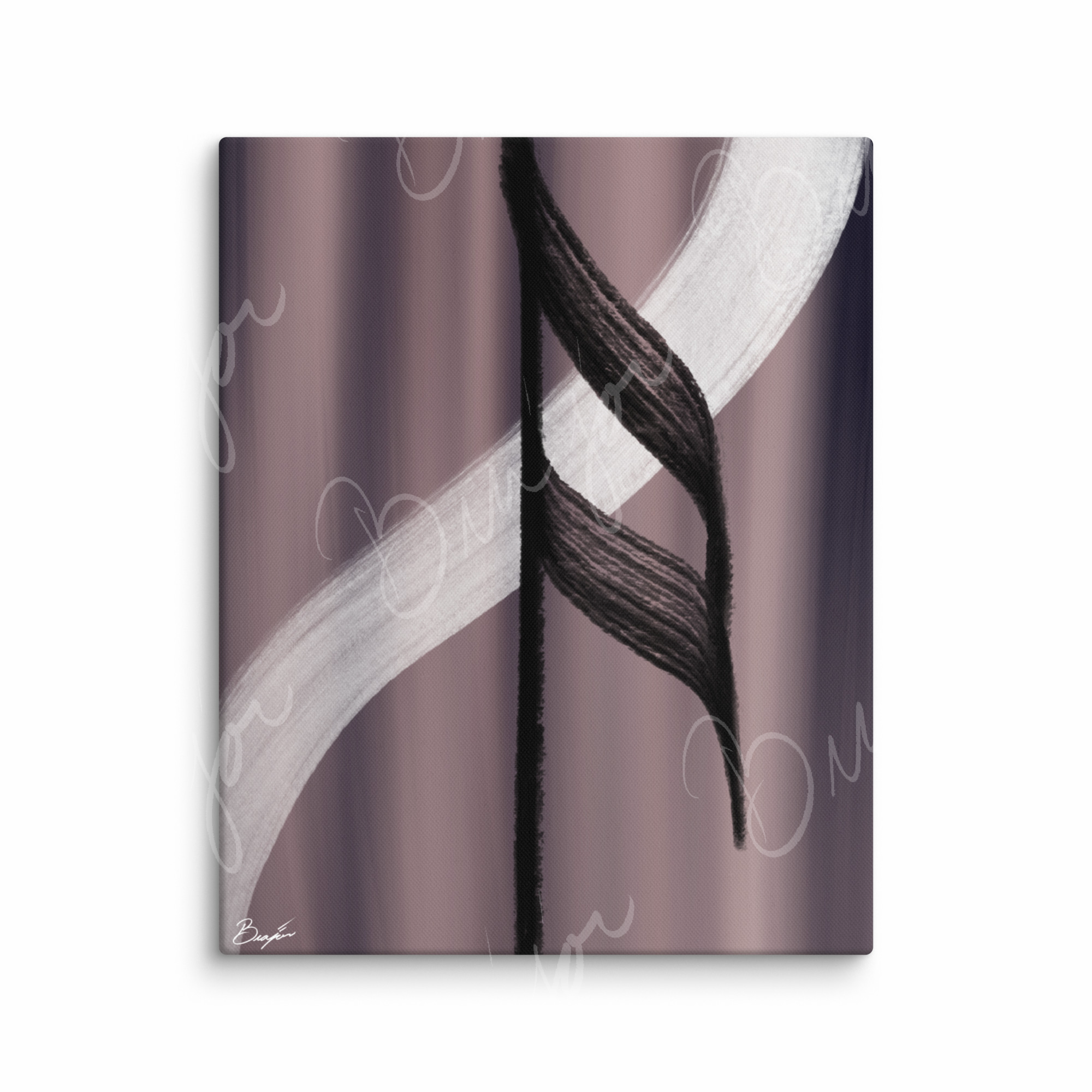 16x20 Canvas Abstract artwork titled A Beat designed by the digital abstract artist Bra'jor. Artwork includes the colors Black, White, Gray, violet, and Mauve