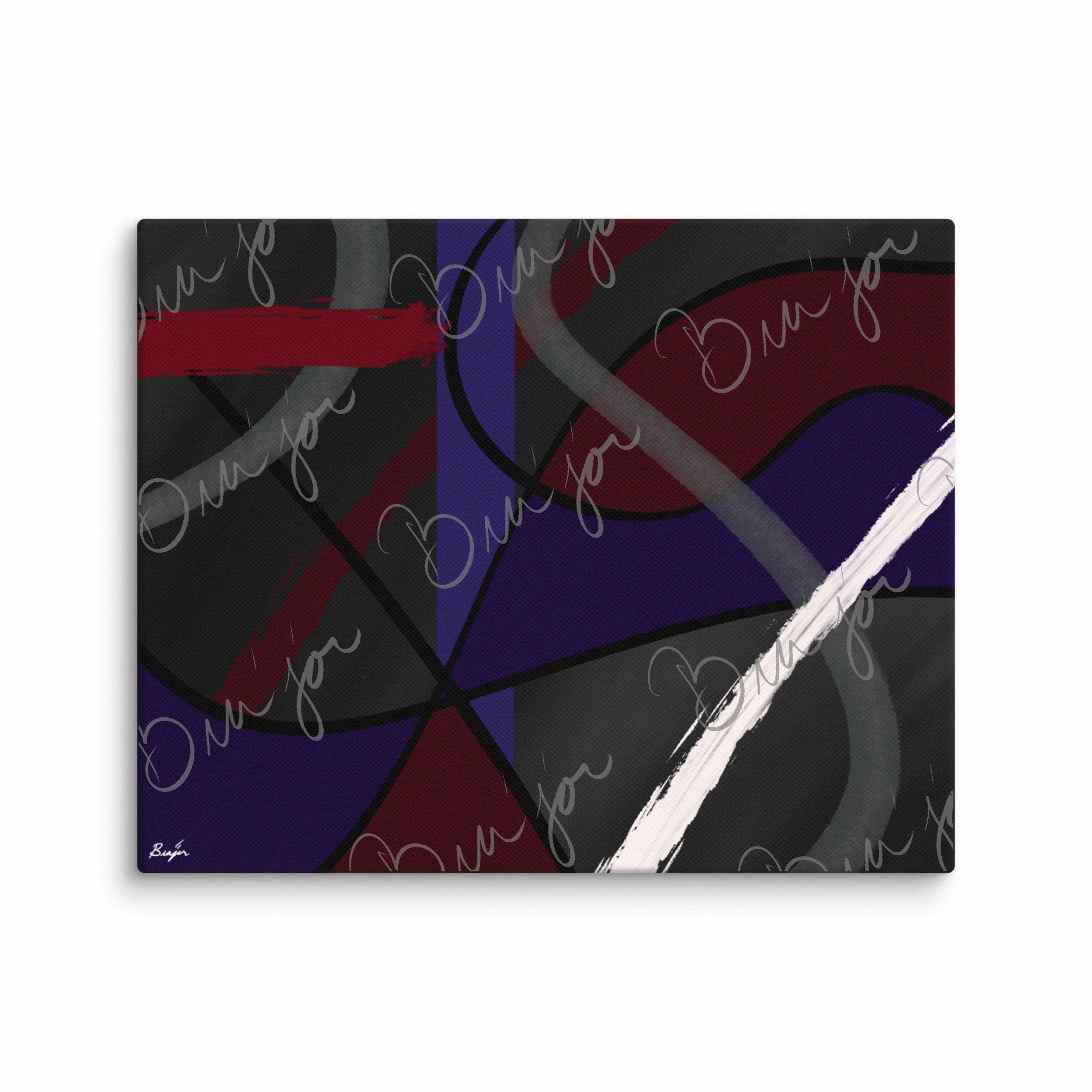 8x10 Canvas Abstract artwork titled Different designed by the digital abstract artist Bra'jor. Artwork includes the colors Purple, Blue, Red, Gray, and Black