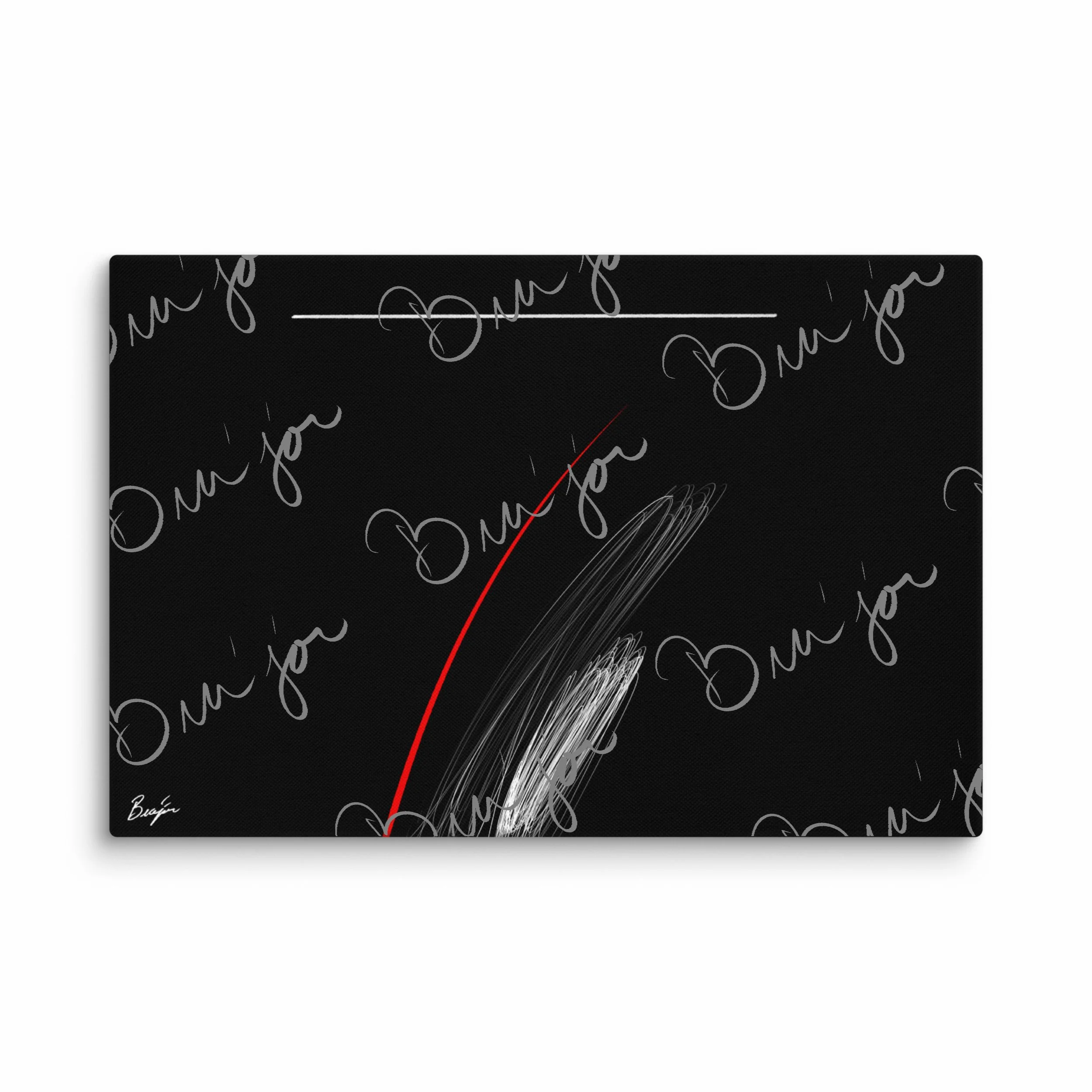 20x30 Self Titled Canvas Abstract artwork ‘Bra’jor’ designed by the digital abstract artist Bra'jor. Artwork includes the colors Black, Red, and White